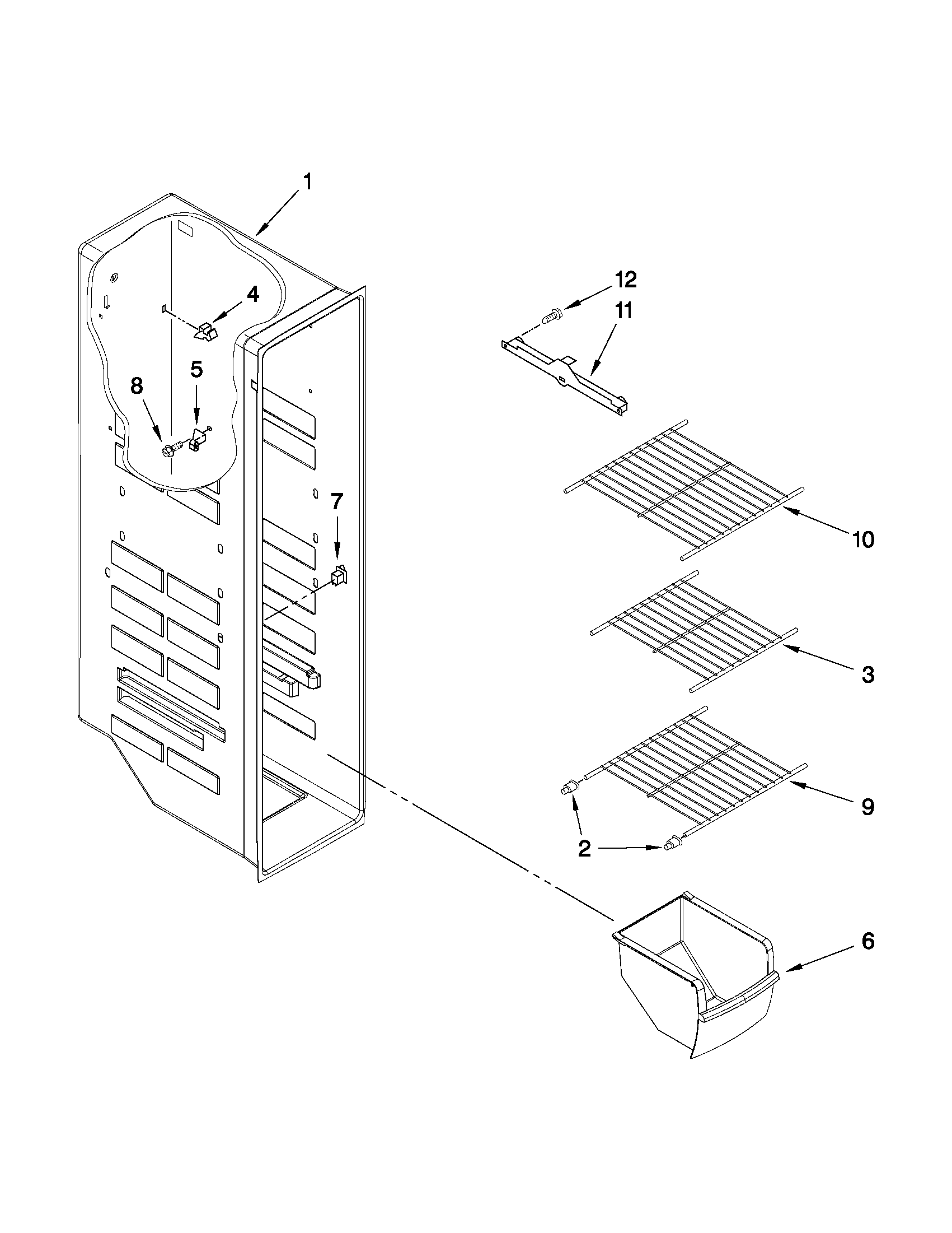 Maytag MSD2272VES02 freezer liner parts diagram