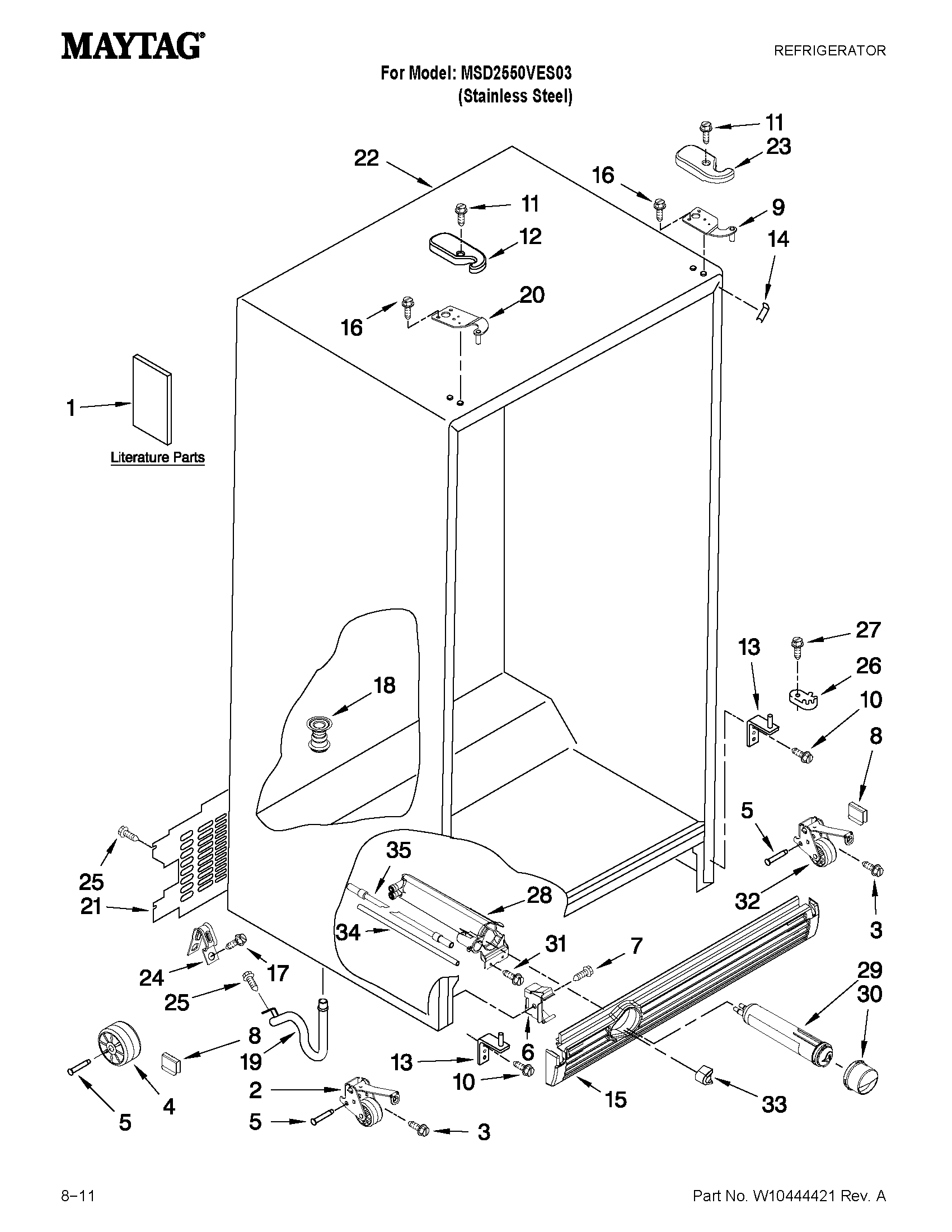 Maytag MSD2550VES03 cabinet parts diagram