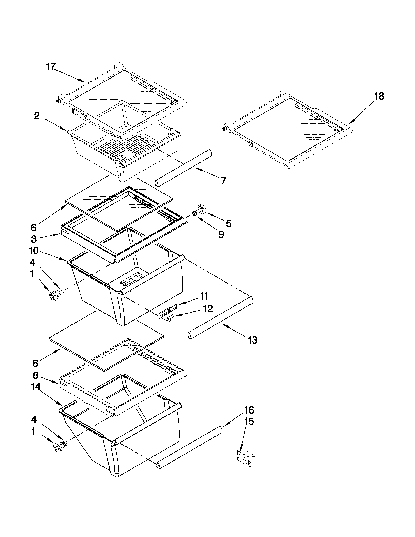 Maytag MSD2550VES03 refrigerator shelf parts diagram