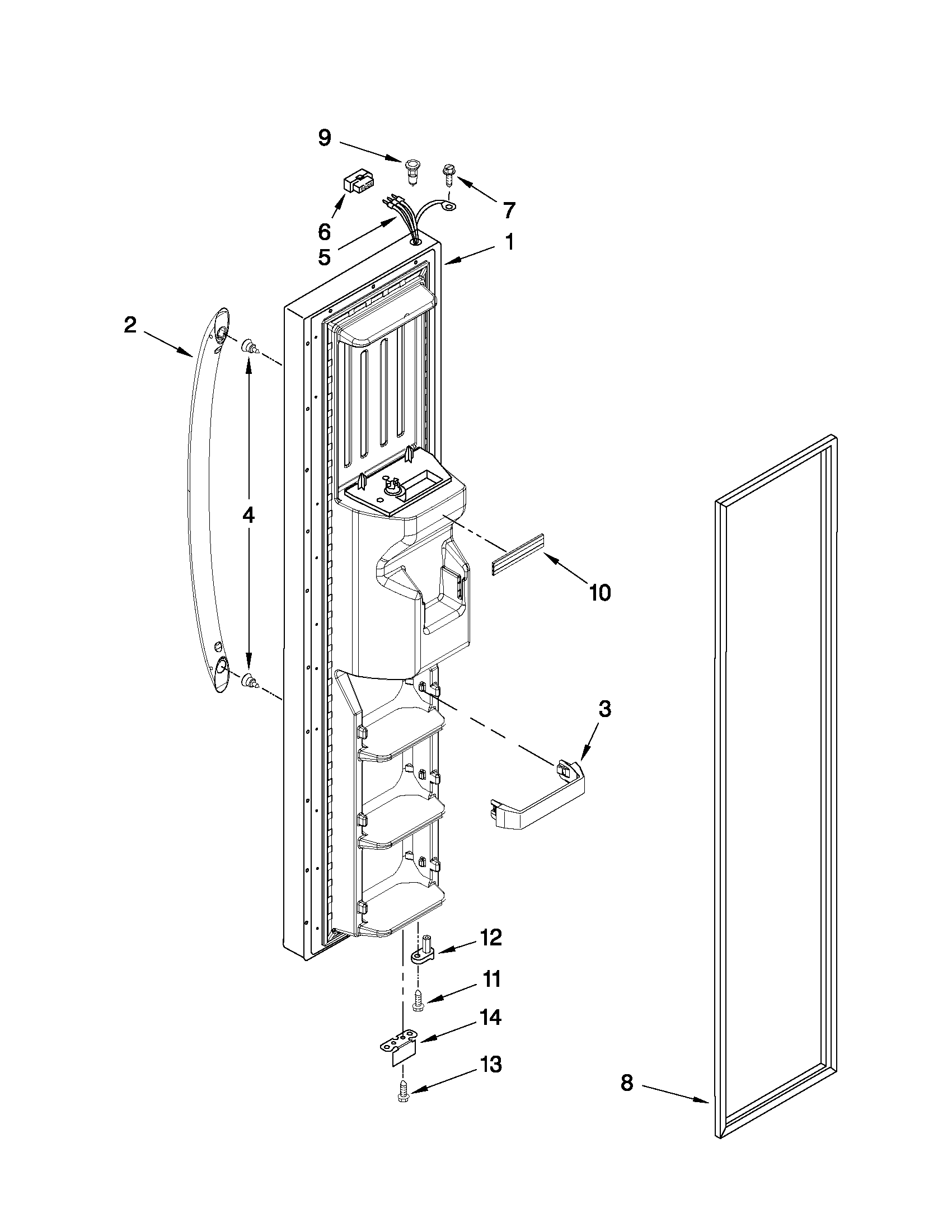 Maytag MSD2550VES03 freezer door parts diagram