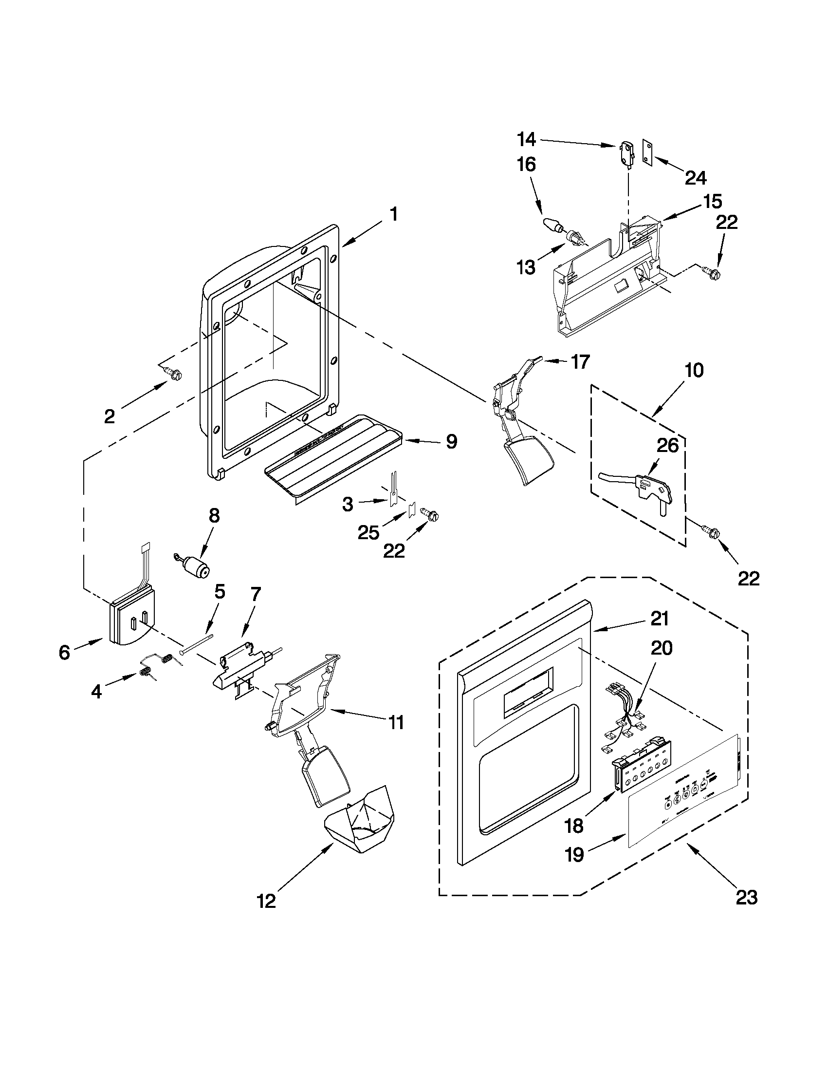 Maytag MSD2550VES03 dispenser front parts diagram