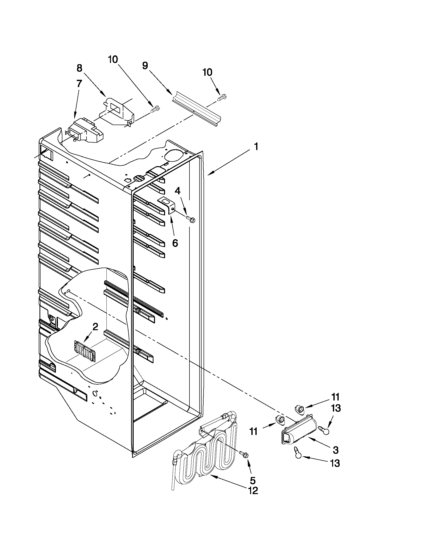 Maytag MSD2572VES03 refrigerator liner parts diagram