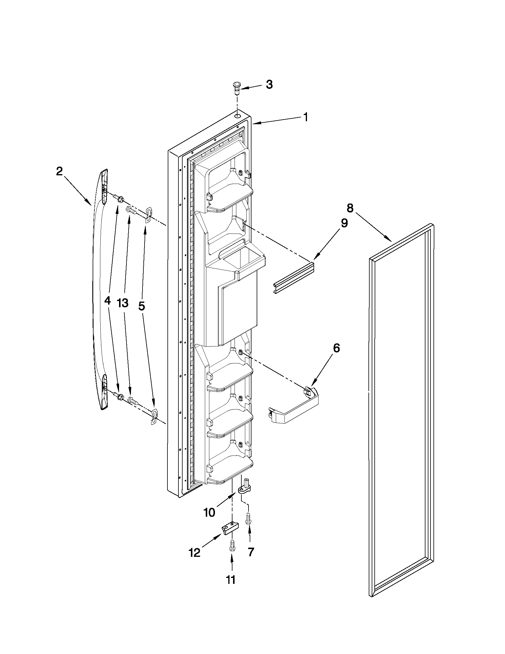 Maytag MSD2572VES03 freezer door parts diagram
