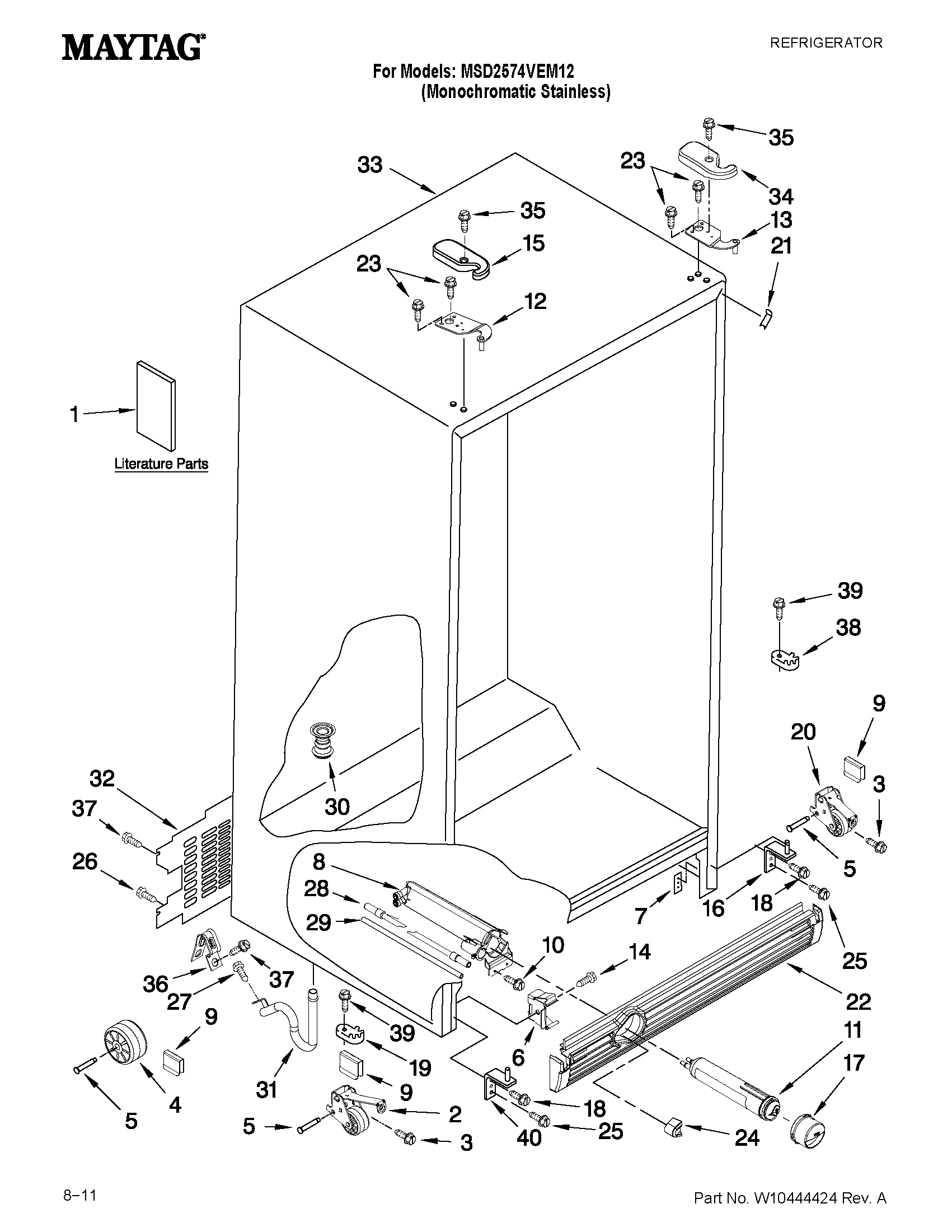 Maytag MSD2574VEM12 cabinet parts diagram