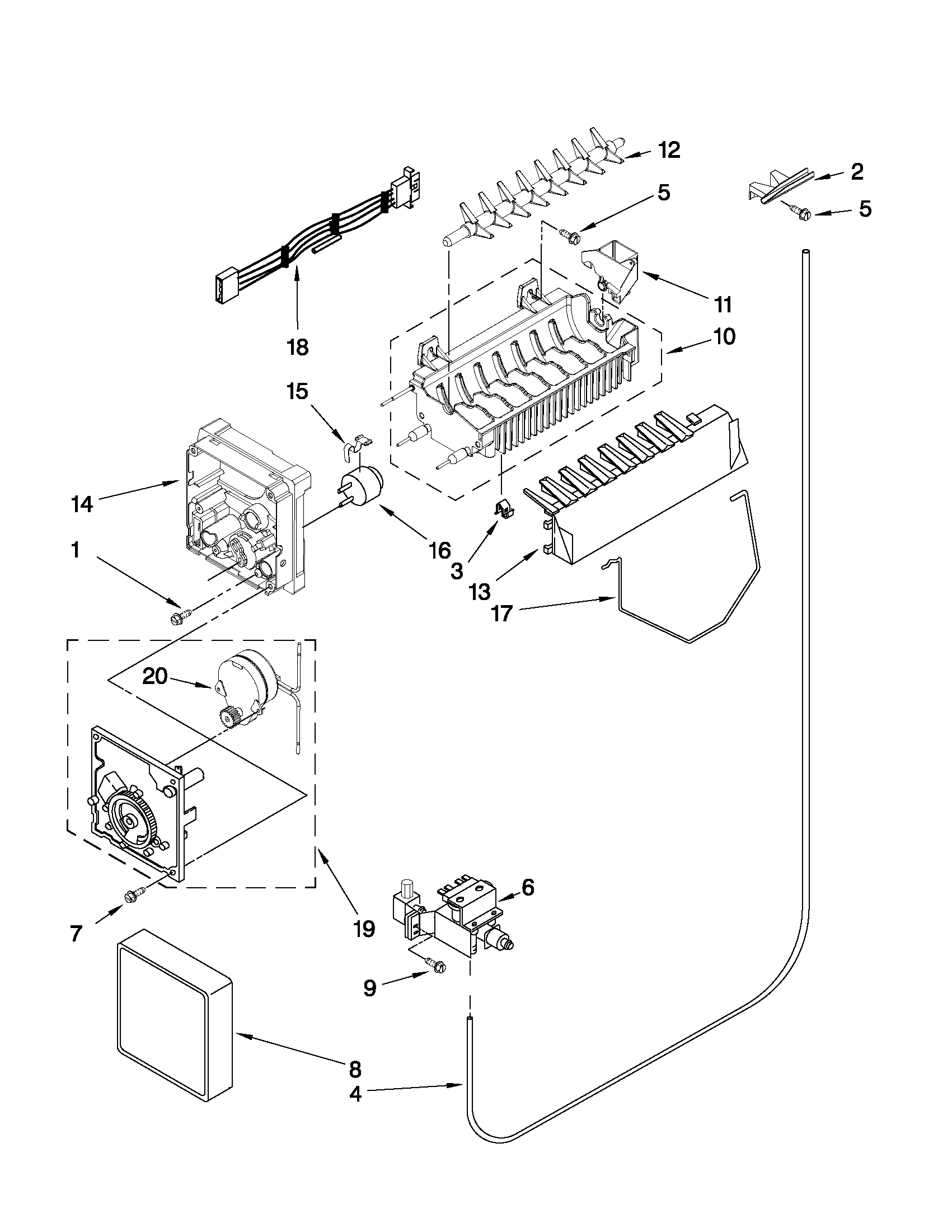 Maytag MSD2574VEM12 icemaker parts diagram