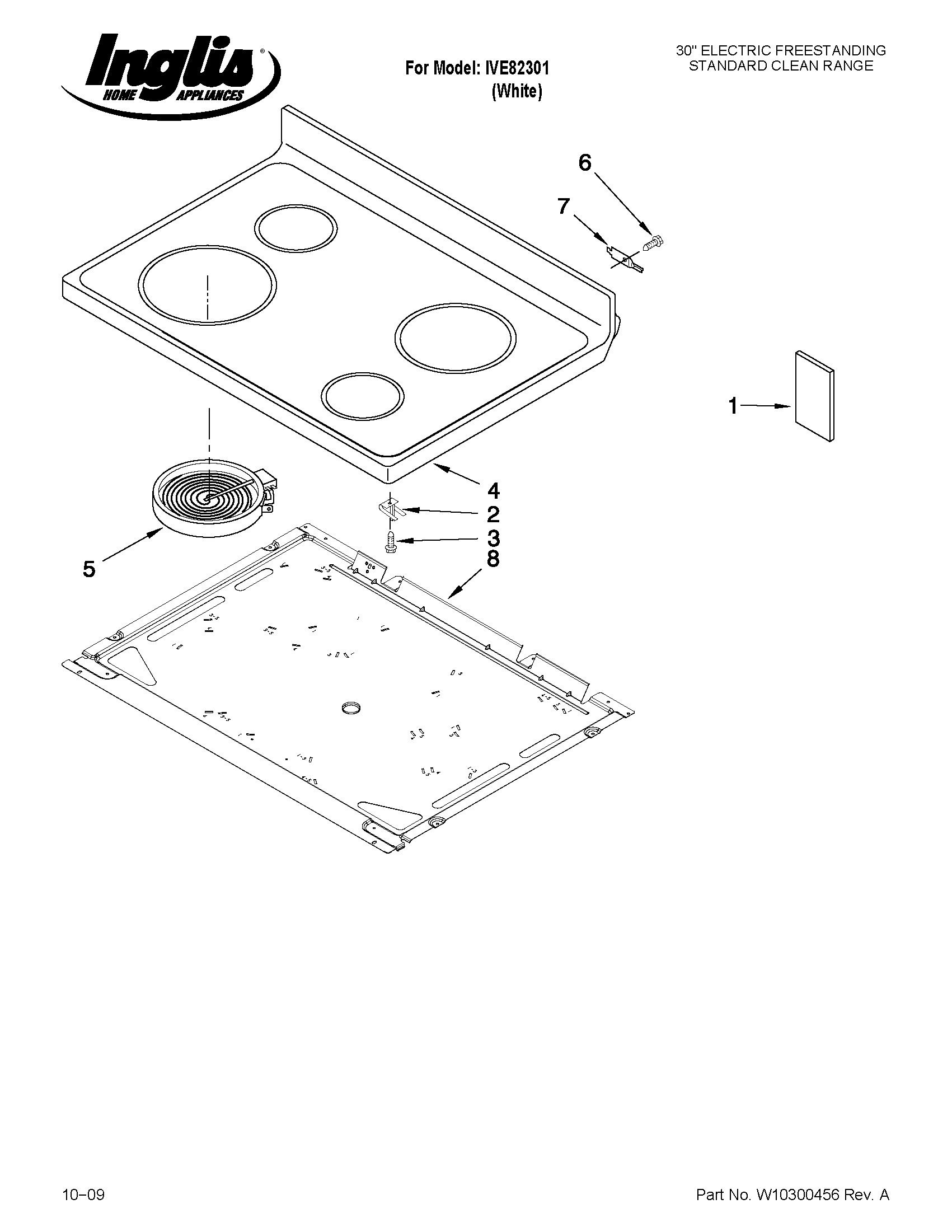 Inglis IVE82301 cooktop parts diagram