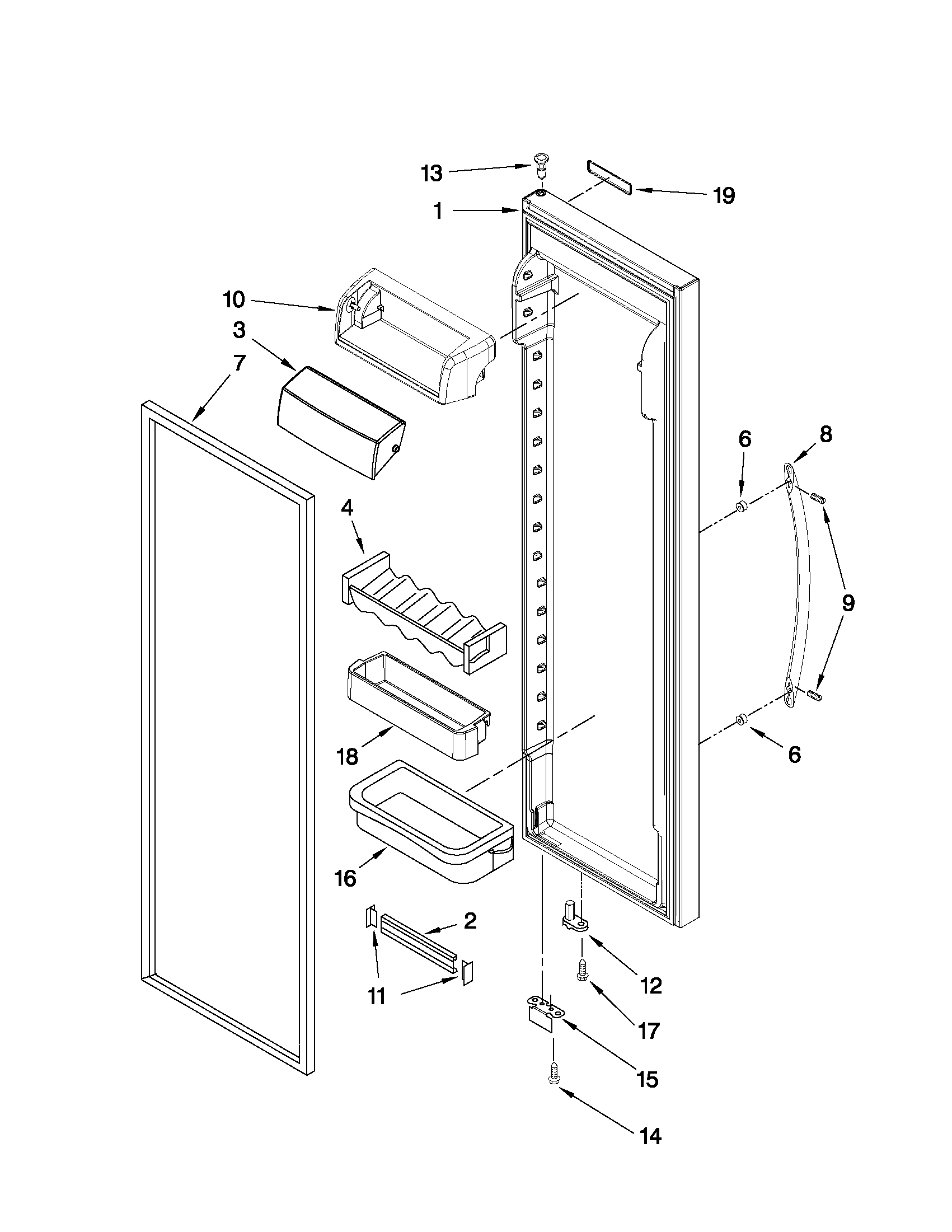 KitchenAid KSCS25FVMS02 refrigerator door parts diagram