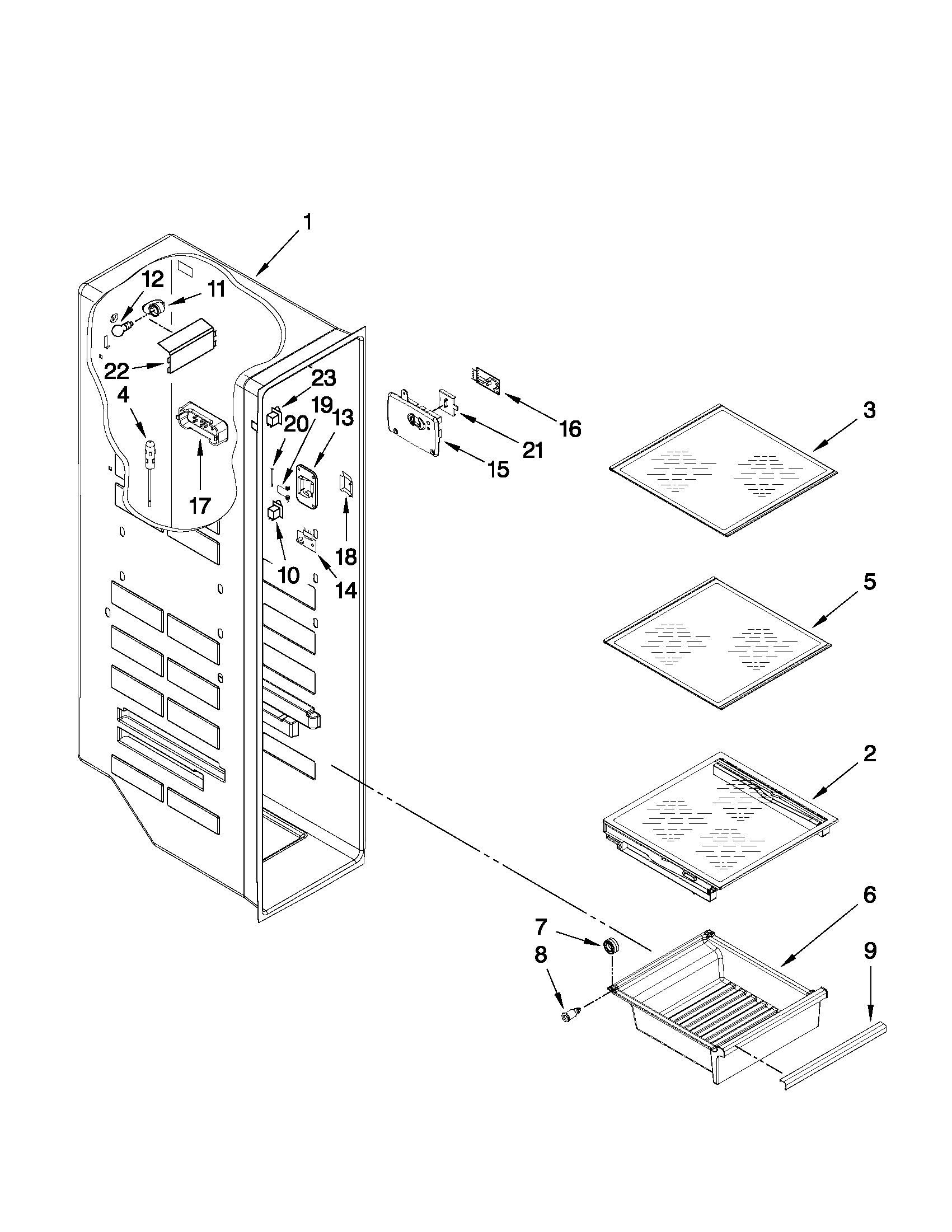 Whirlpool GSF26C5EXB00 freezer liner parts diagram