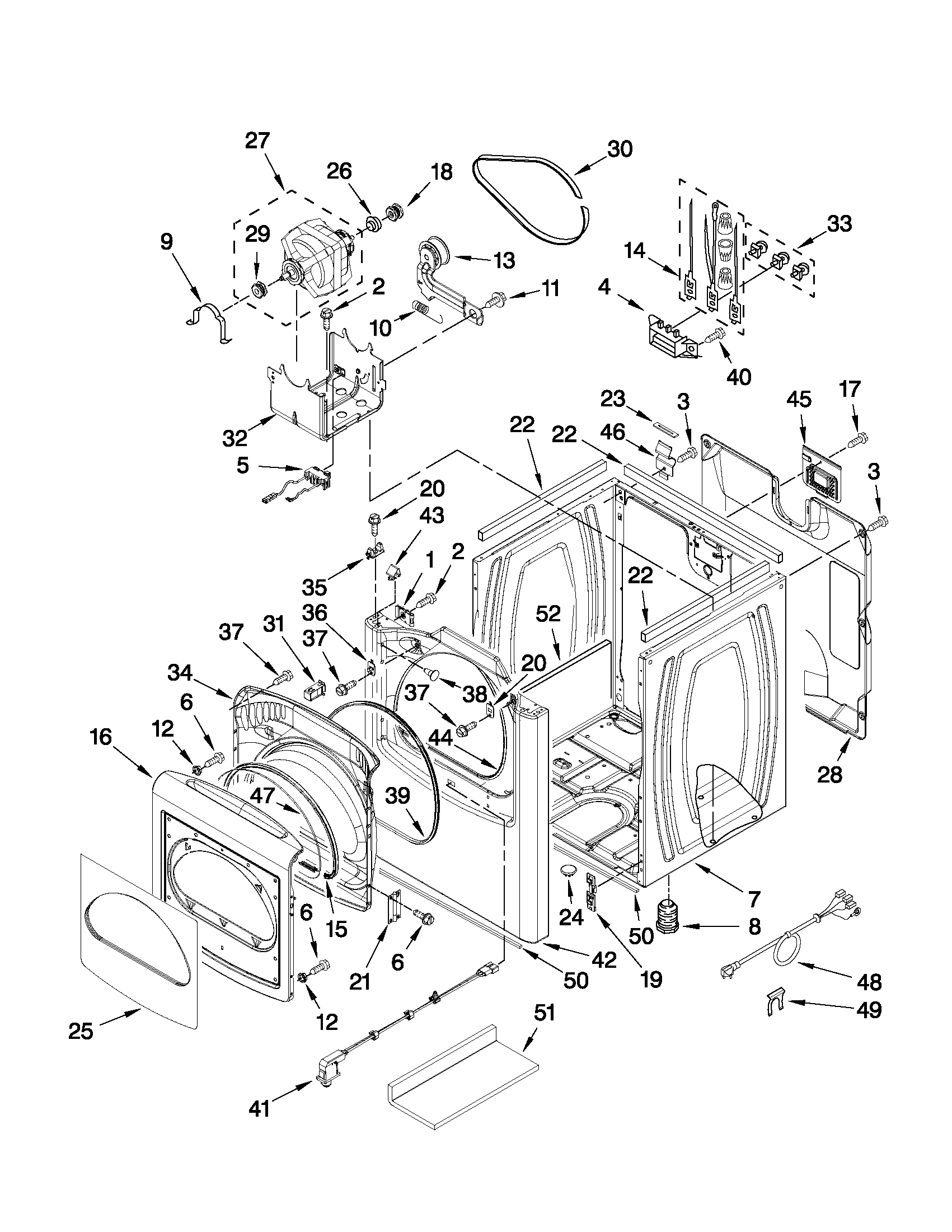Whirlpool YWED8800YW0 cabinet parts diagram