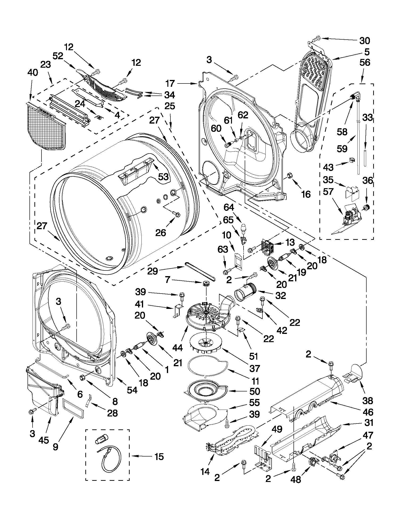 Whirlpool YWED8800YW0 bulkhead parts diagram