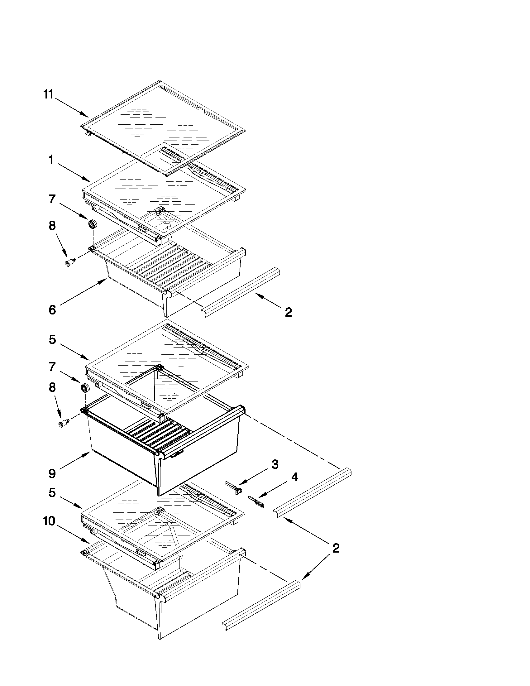 Whirlpool GSF26C4EXY03 refrigerator shelf parts diagram