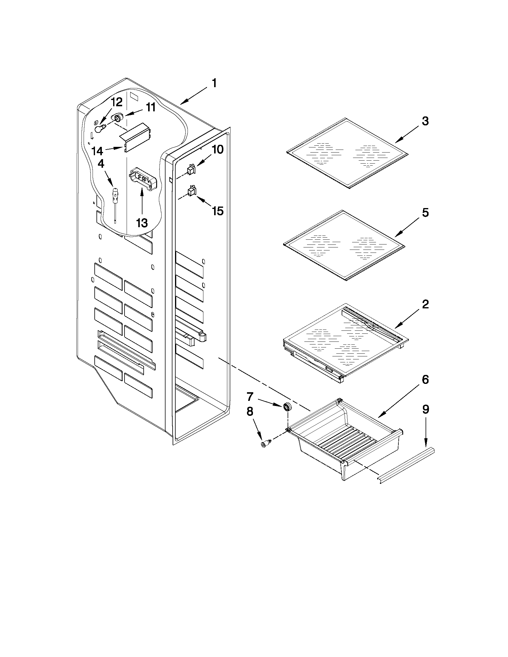 Whirlpool GSF26C4EXY03 freezer liner parts diagram