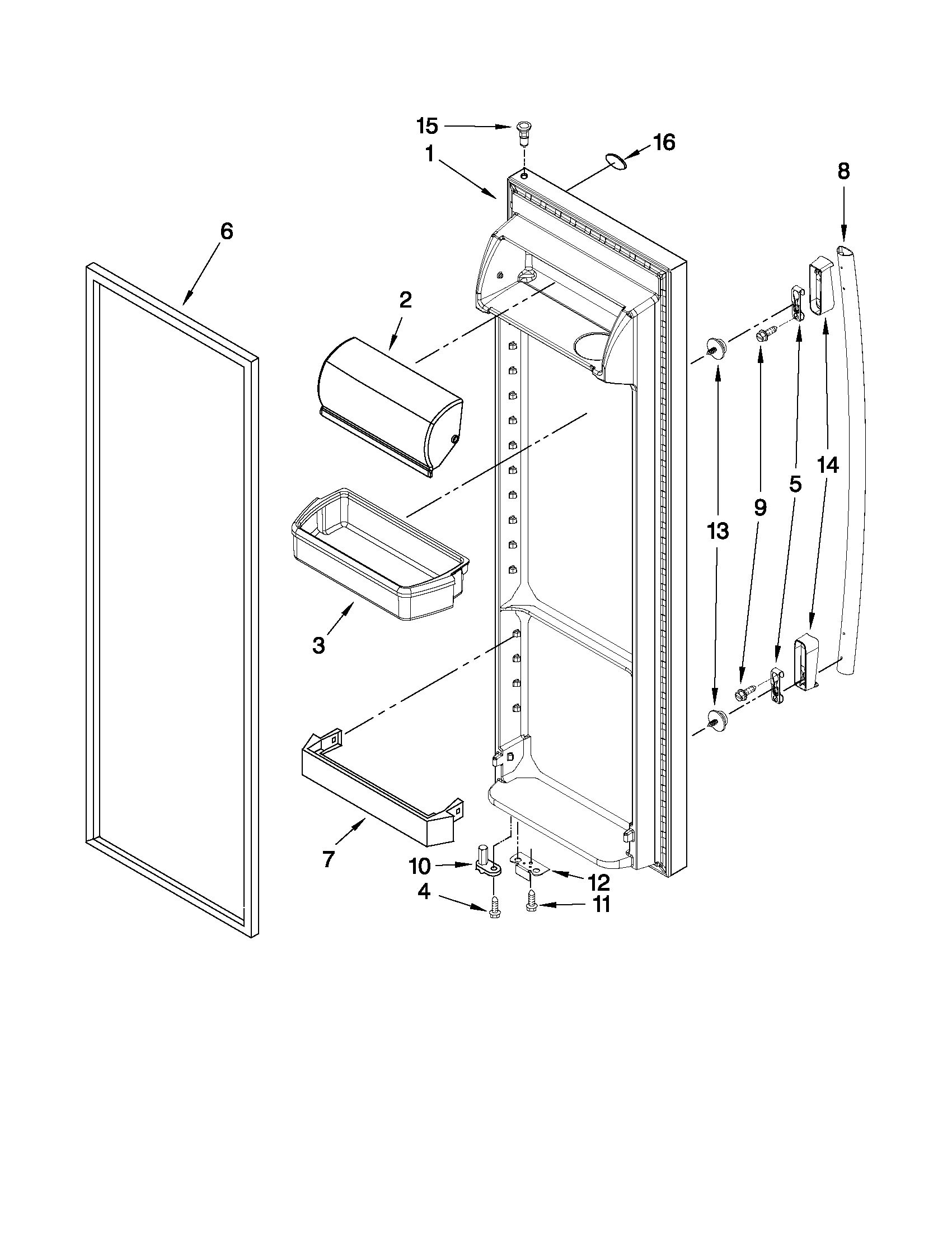 Whirlpool ED5LHAXWS07 refrigerator door parts diagram