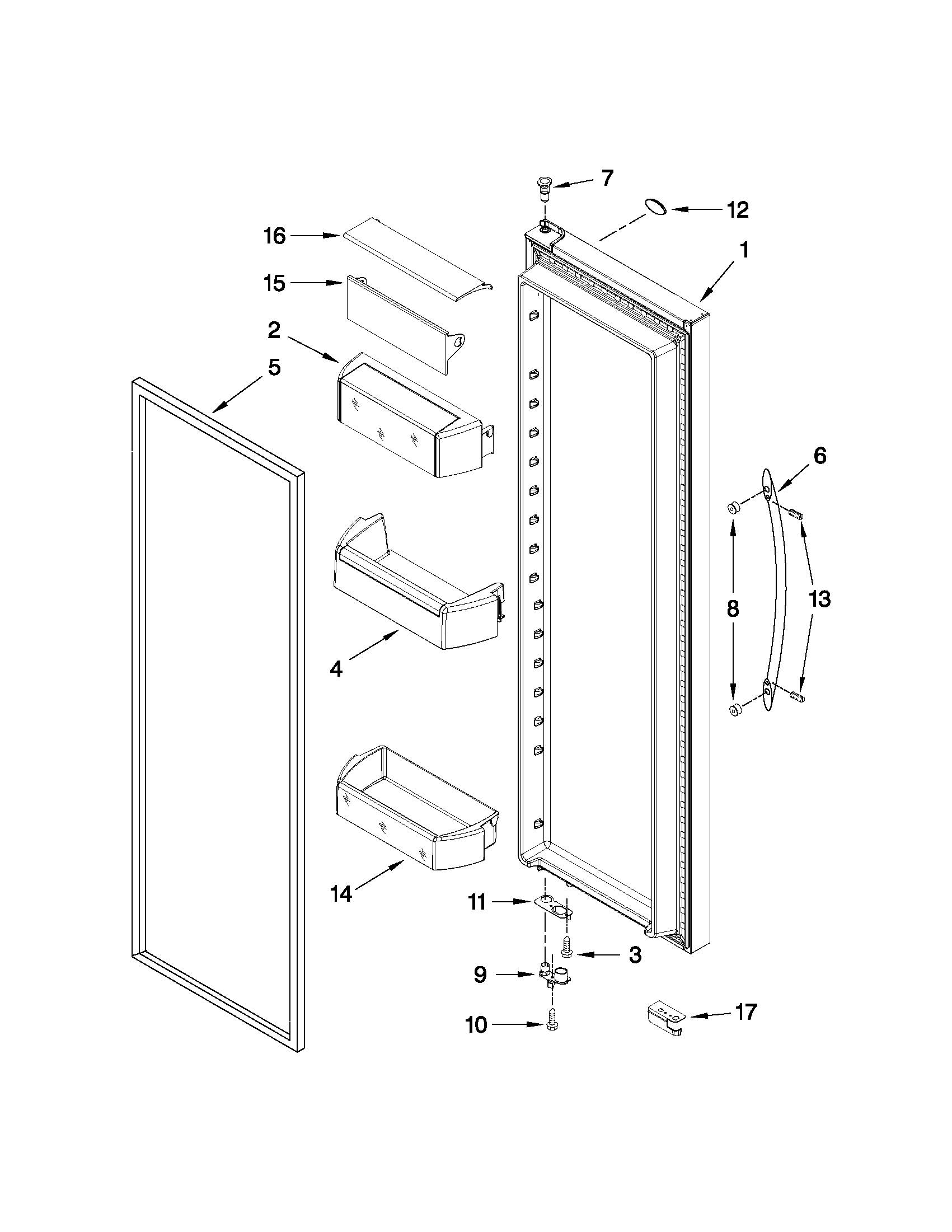 Whirlpool GSF26C4EXS03 refrigerator door parts diagram