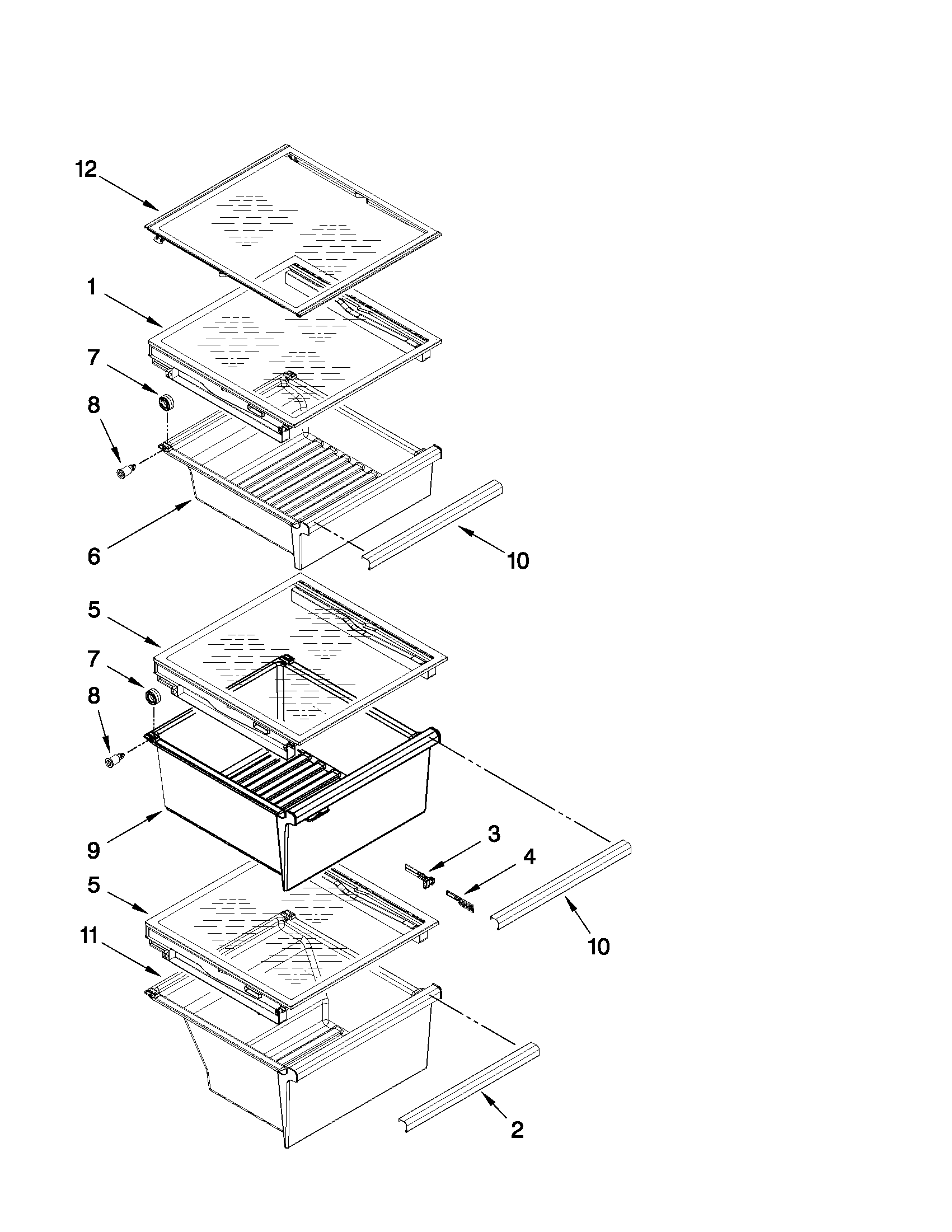 Whirlpool GSF26C5EXS03 refrigerator shelf parts diagram