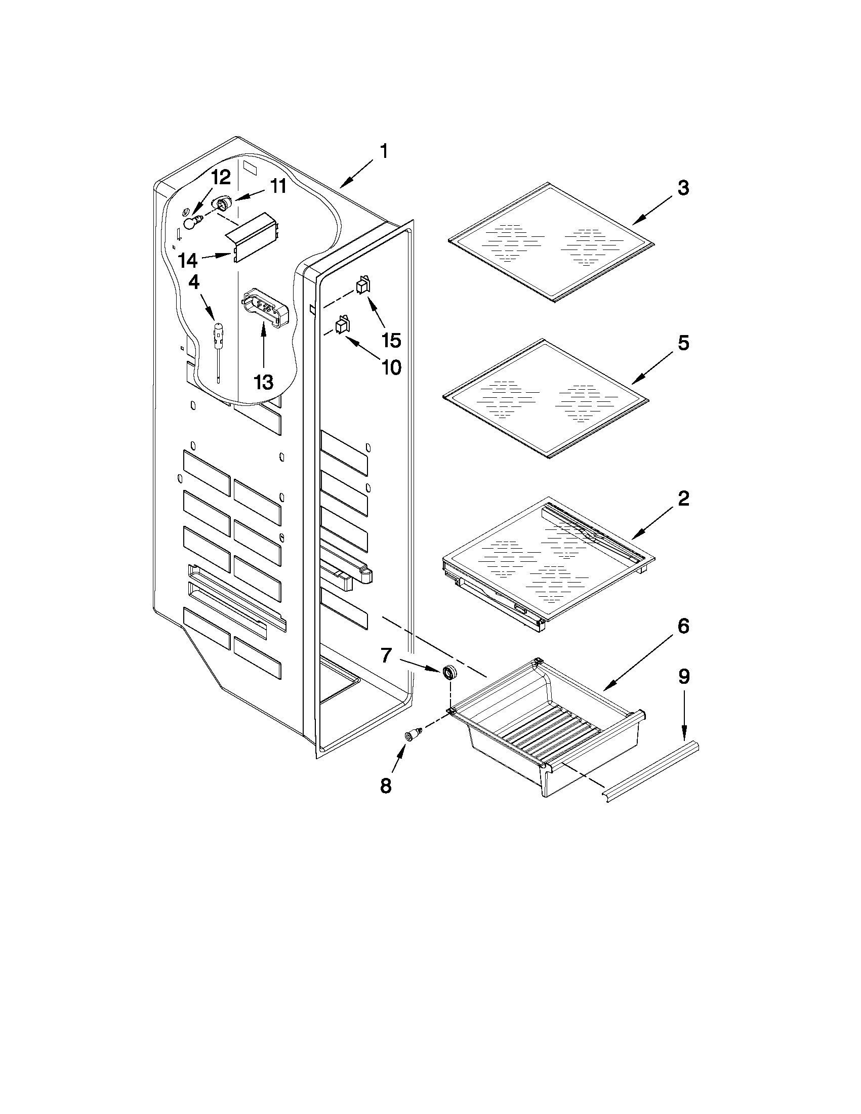 Whirlpool GSF26C5EXS03 freezer liner parts diagram