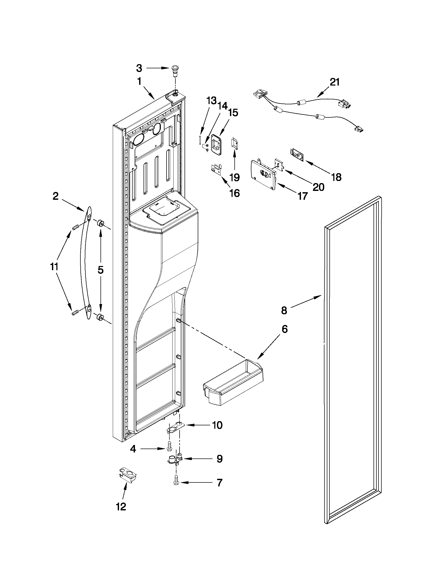 Whirlpool GSF26C5EXS03 freezer door parts diagram