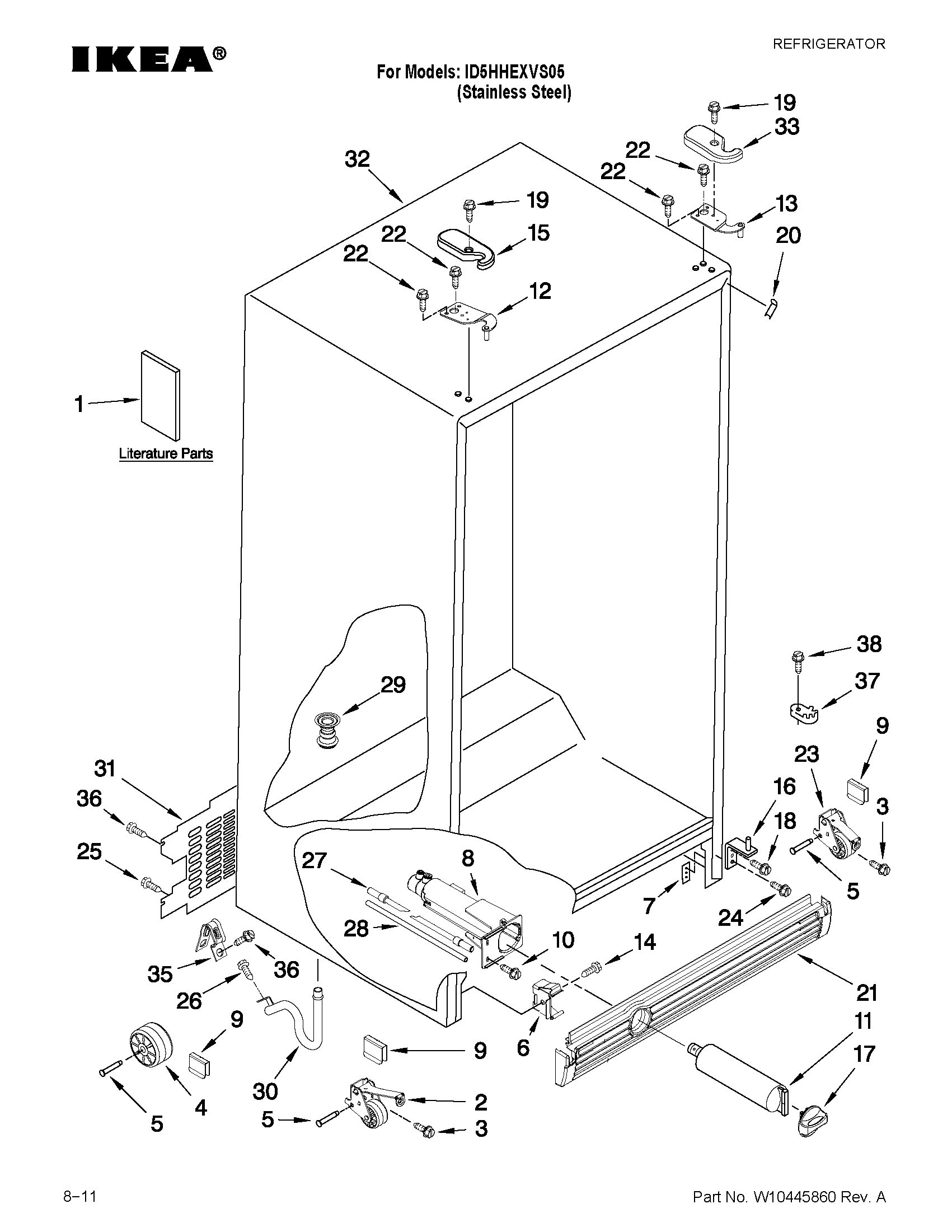 Ikea ID5HHEXVS05 cabinet parts diagram