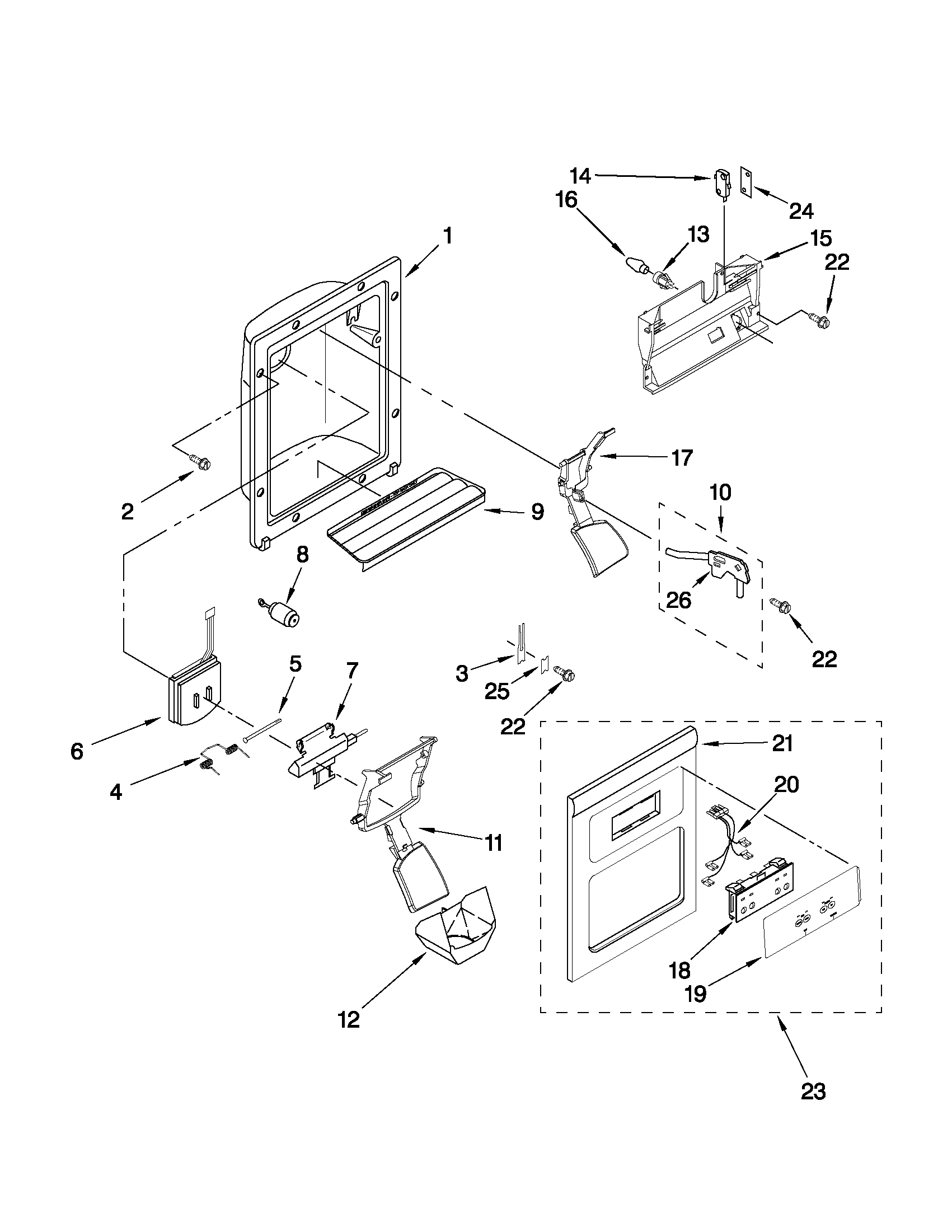 Ikea ID5HHEXVS05 dispenser front parts diagram
