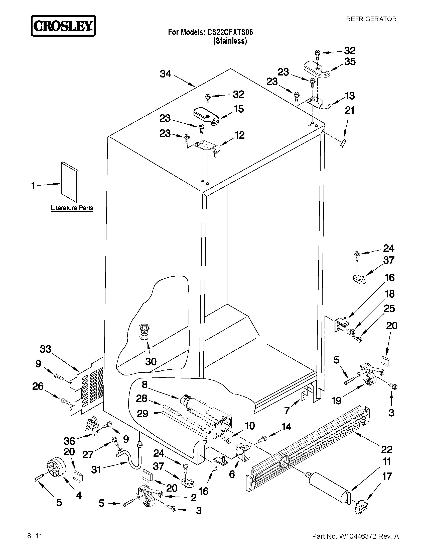 Crosley CS22CFXTS05 cabinet parts diagram