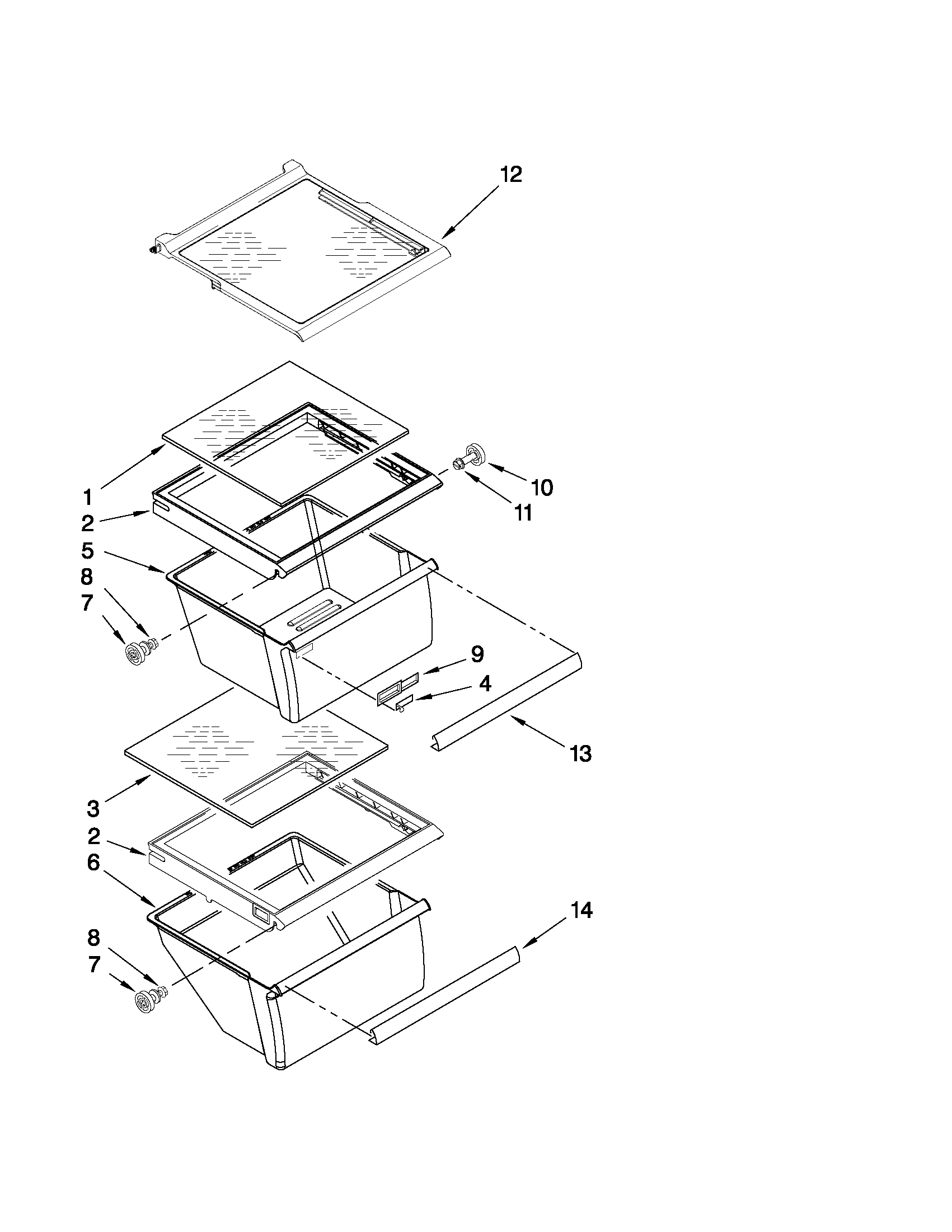 Crosley CS22CFXTS05 refrigerator shelf parts diagram