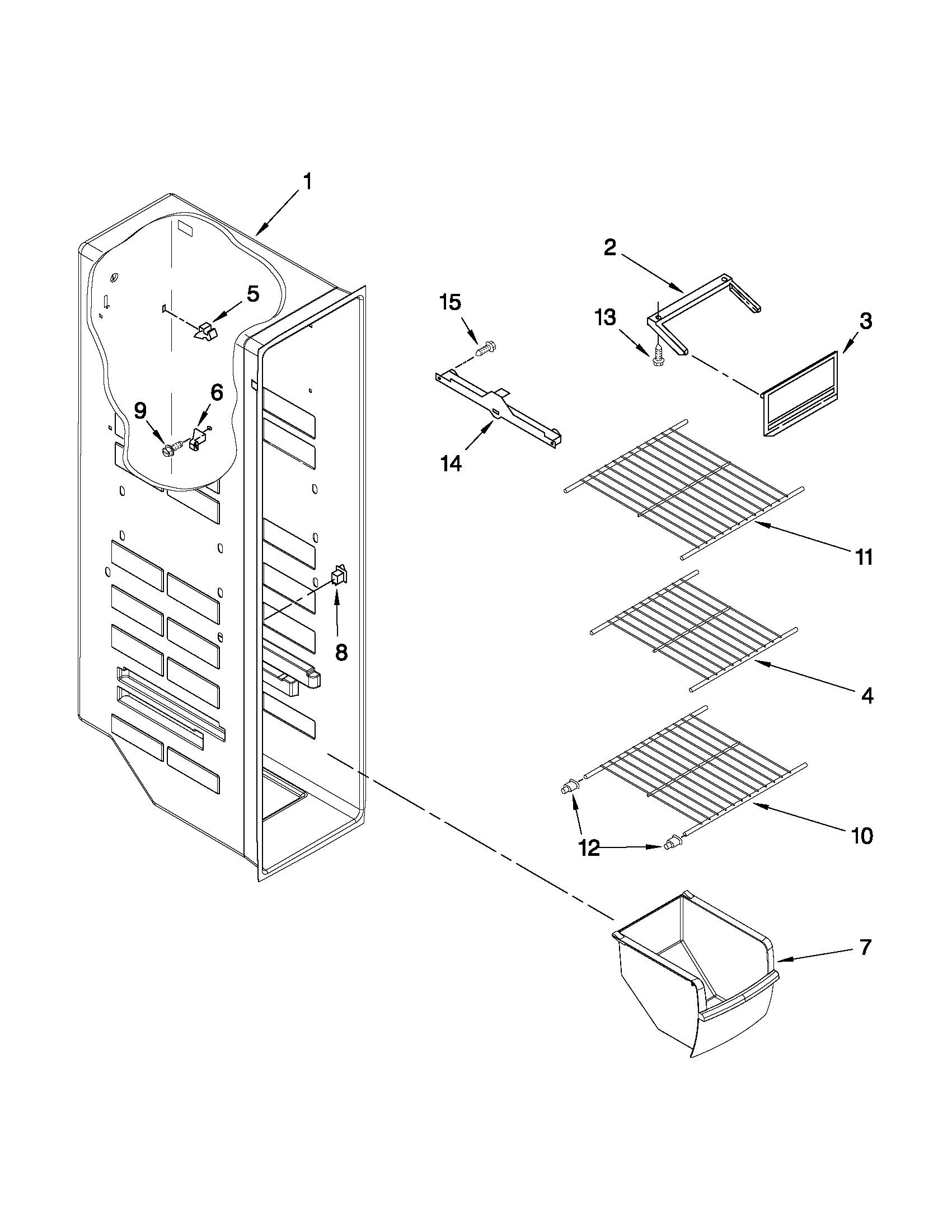 Crosley CS22CFXTS05 freezer liner parts diagram