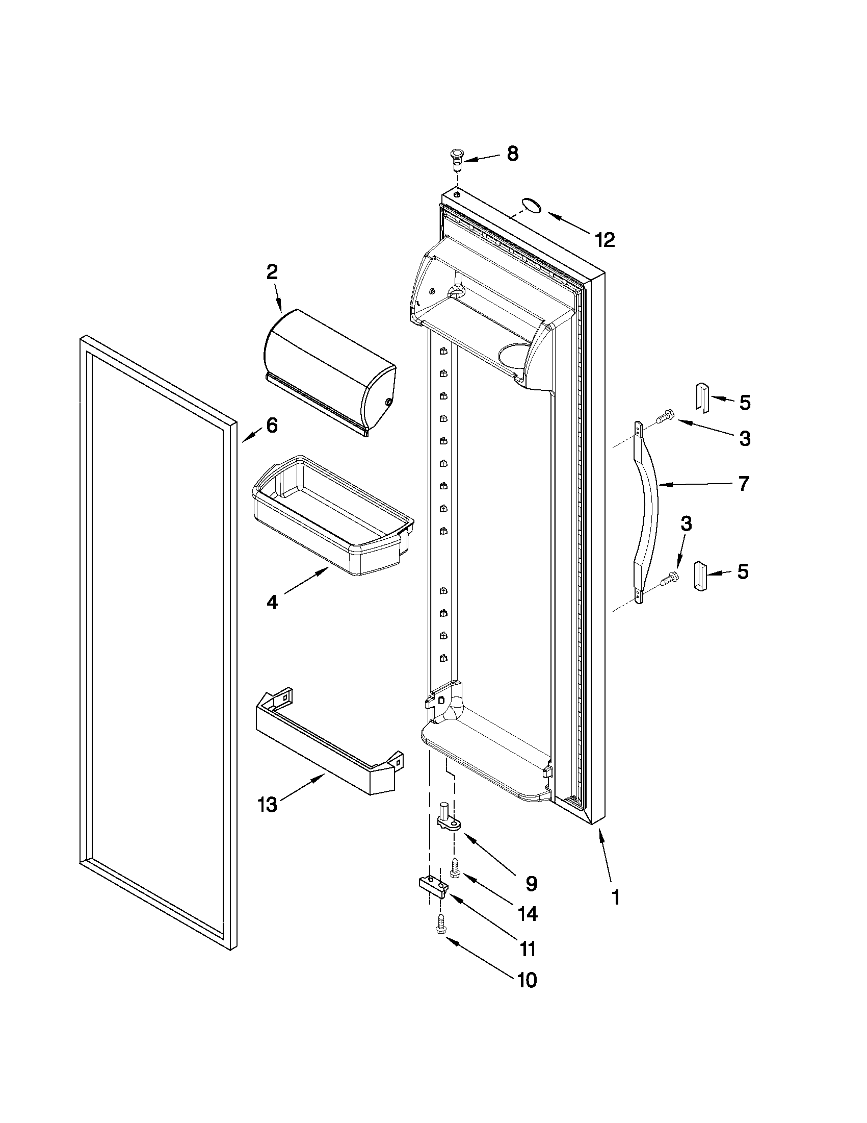 Crosley CS22CFXTS05 refrigerator door parts diagram