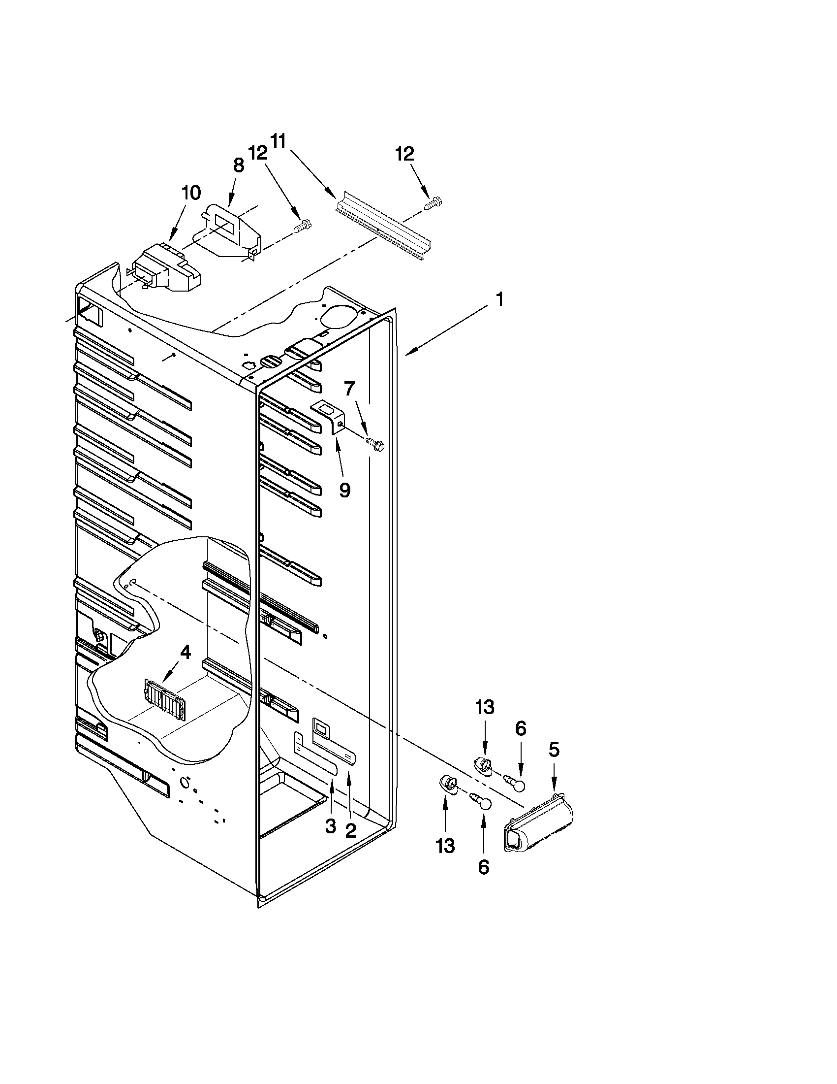 KitchenAid KSRS22MWMS02 refrigerator liner parts diagram