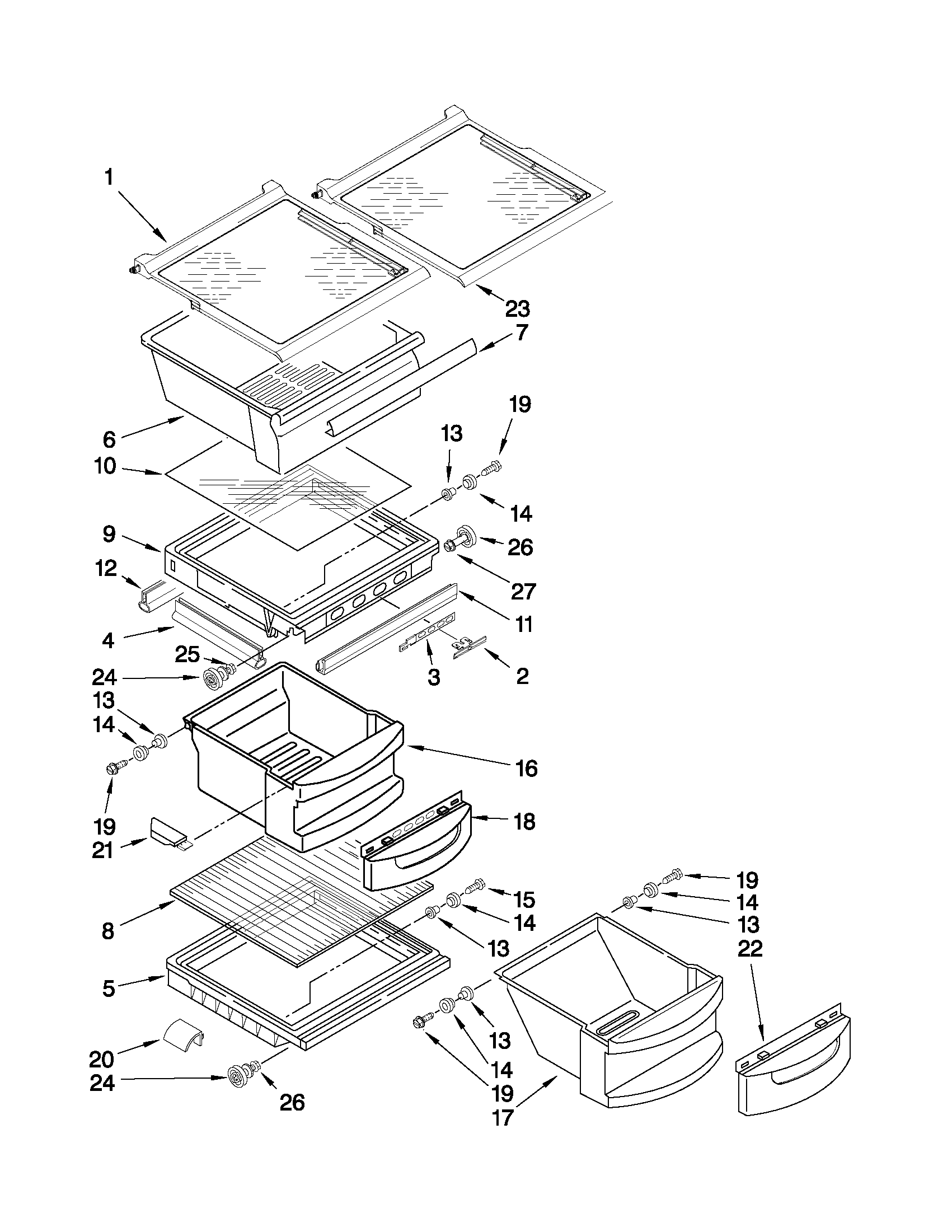 KitchenAid KSRS22MWMS02 refrigerator shelf parts diagram