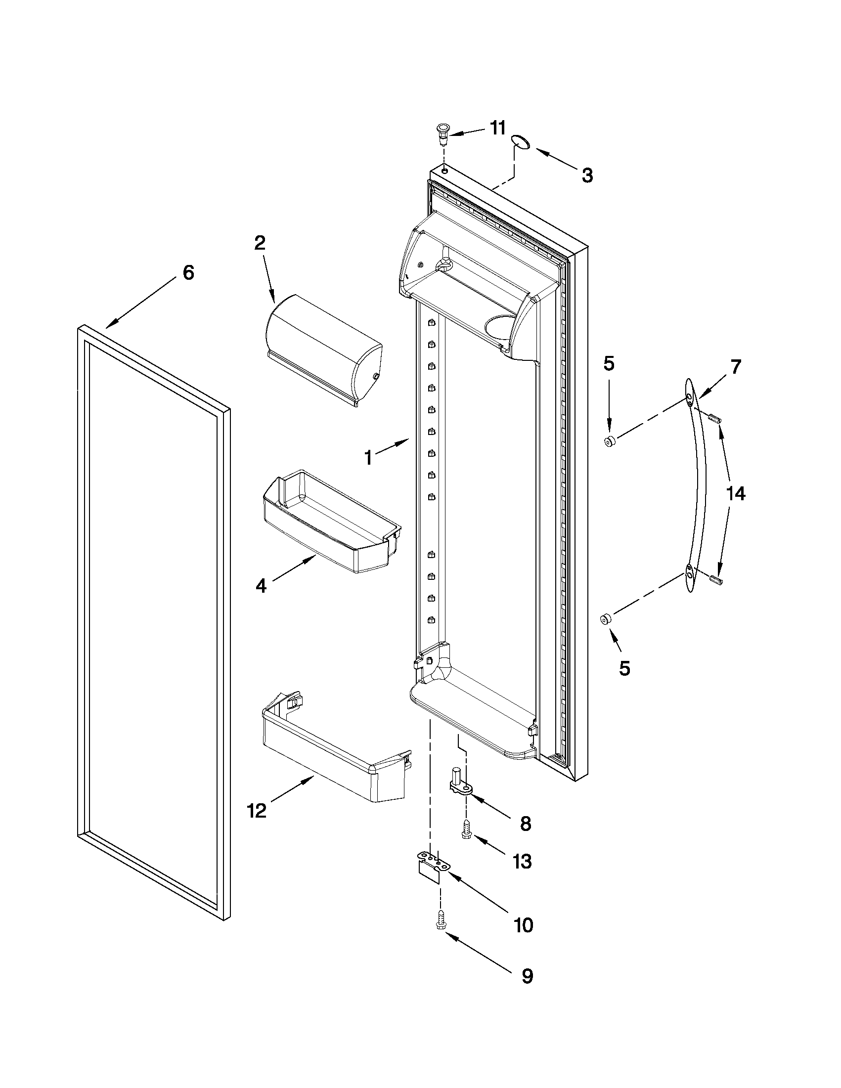 KitchenAid KSRS22MWMS02 refrigerator door parts diagram