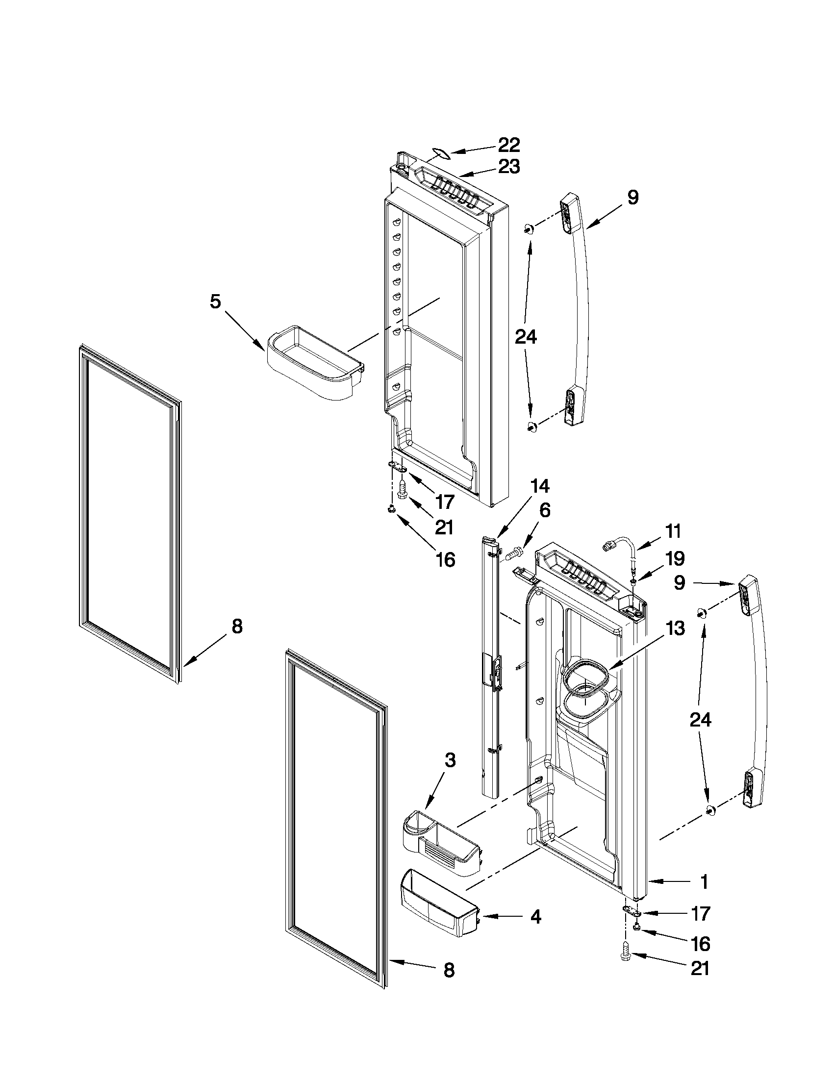 Whirlpool GI6FDRXXY04 refrigerator door parts diagram