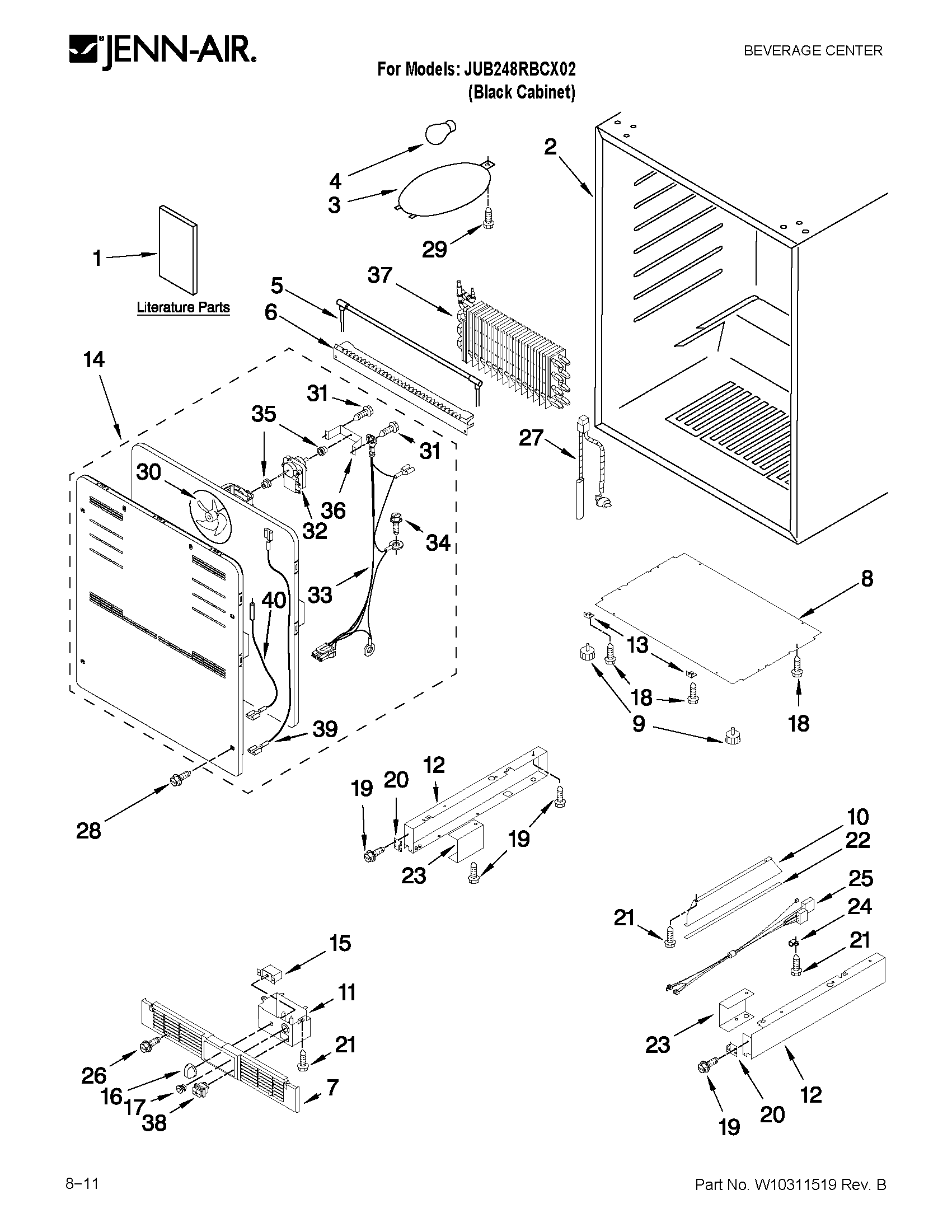 Jenn-Air JUB248RBCX02 cabinet parts diagram