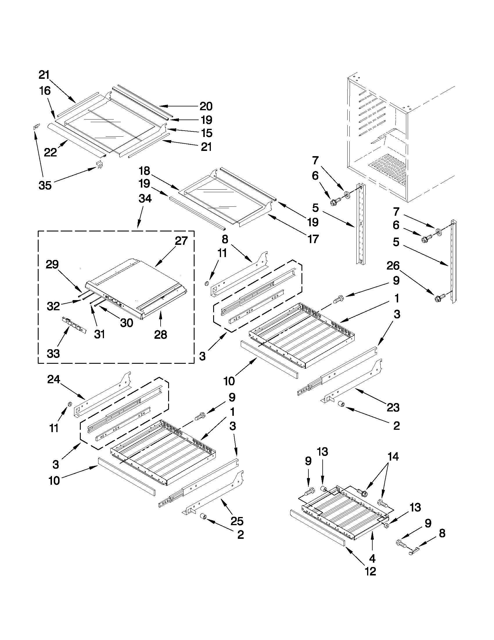Jenn-Air JUB248RBCX02 shelf parts diagram