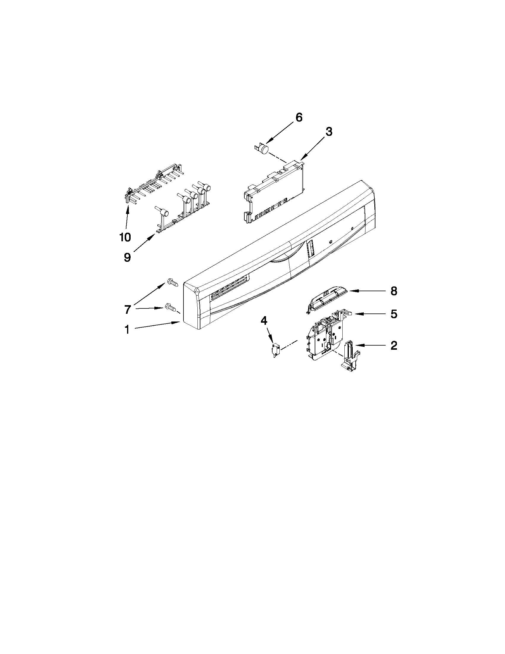 Amana ADB1400AWB1 control panel and latch parts diagram