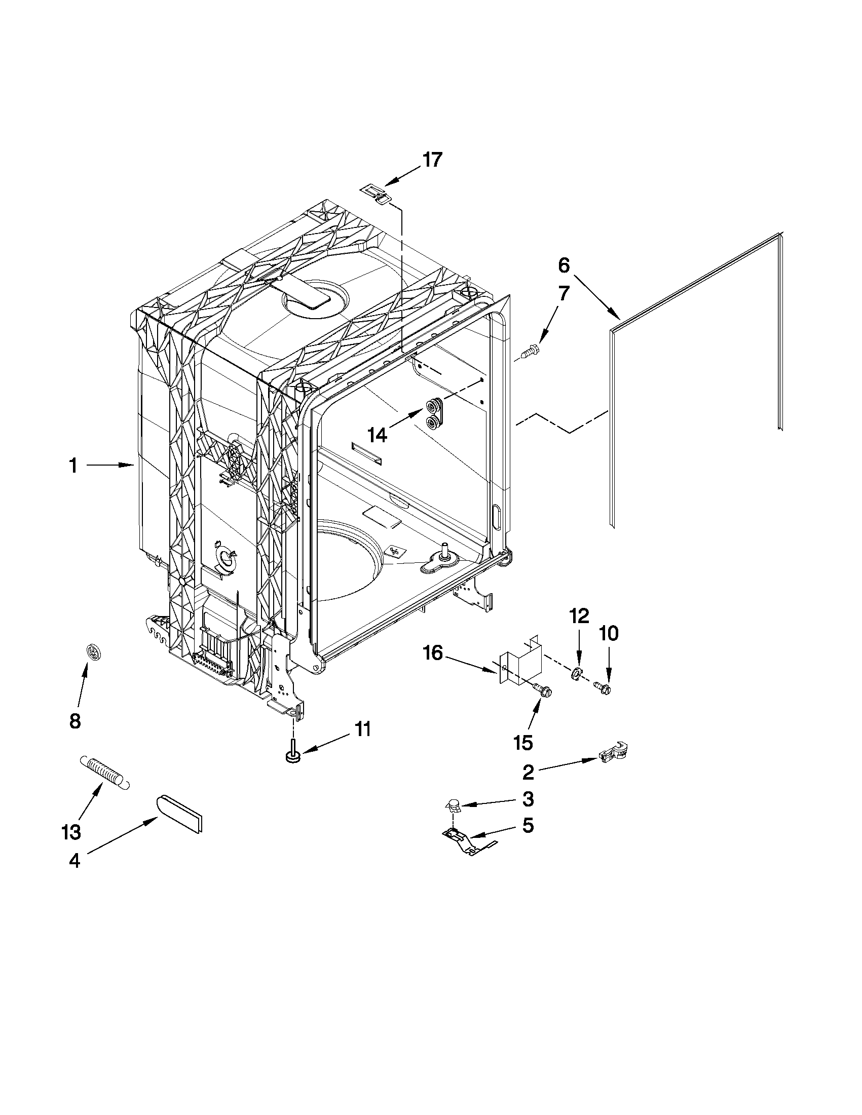 Amana ADB1400AWB1 tub and frame parts diagram