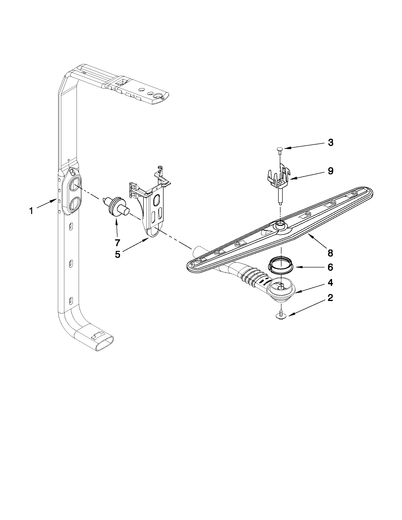 Amana ADB1400AWB1 upper wash and rinse parts diagram