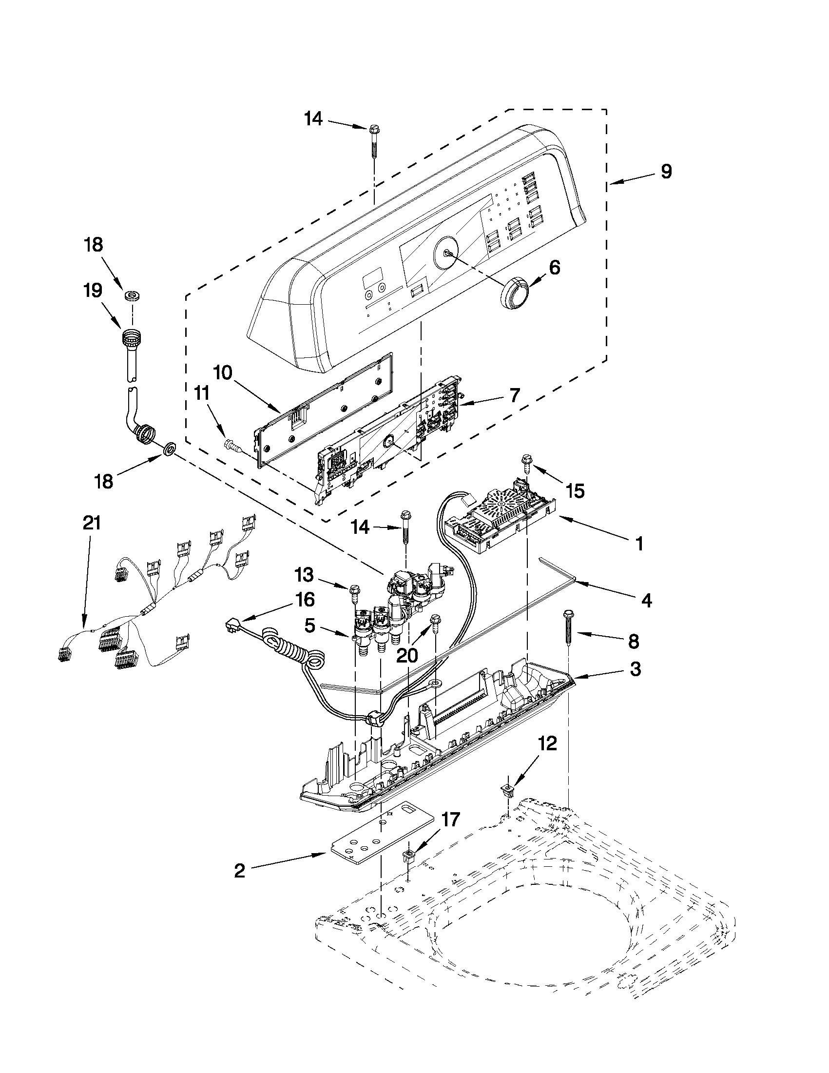 Maytag MVWB755YR0 control panel parts diagram