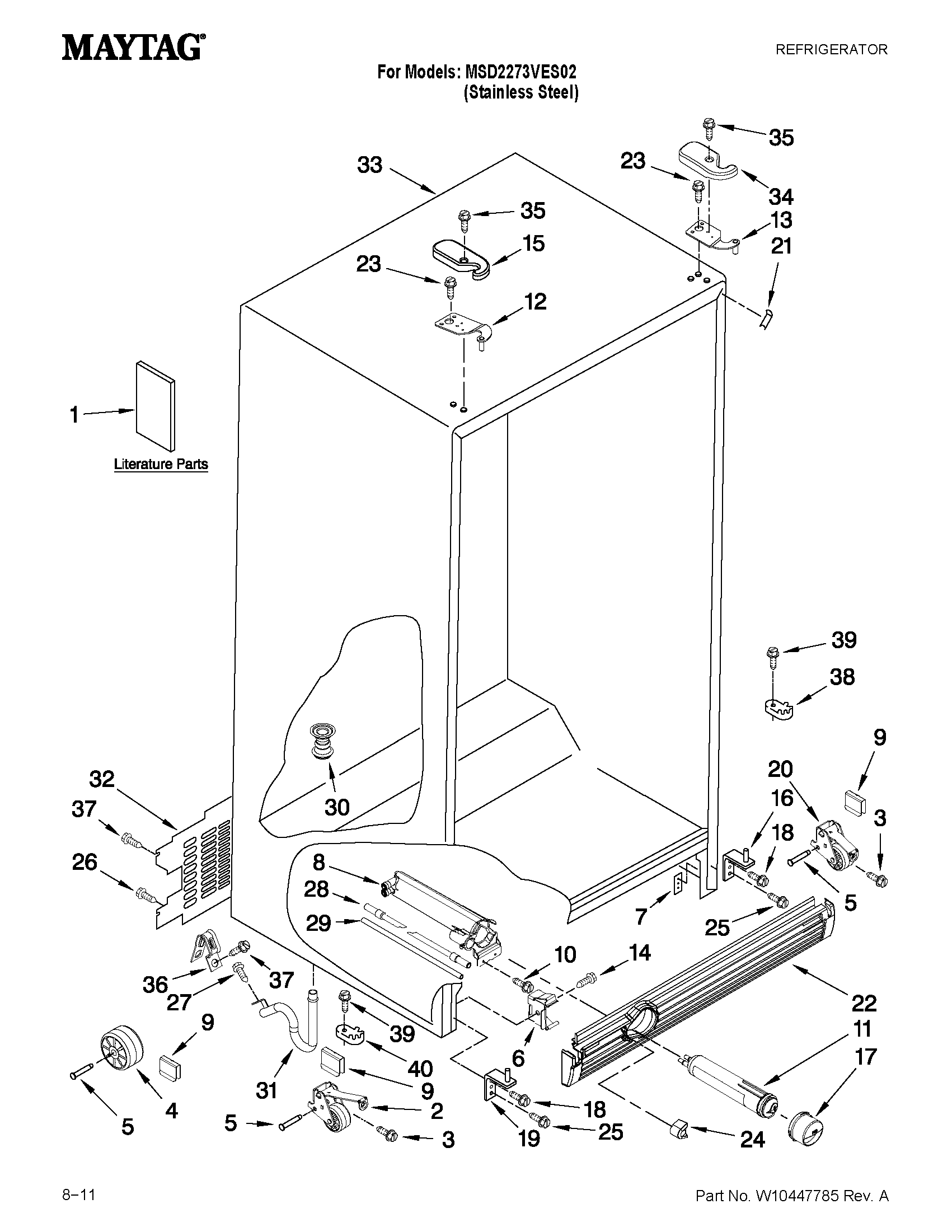 Maytag MSD2273VES02 cabinet parts diagram