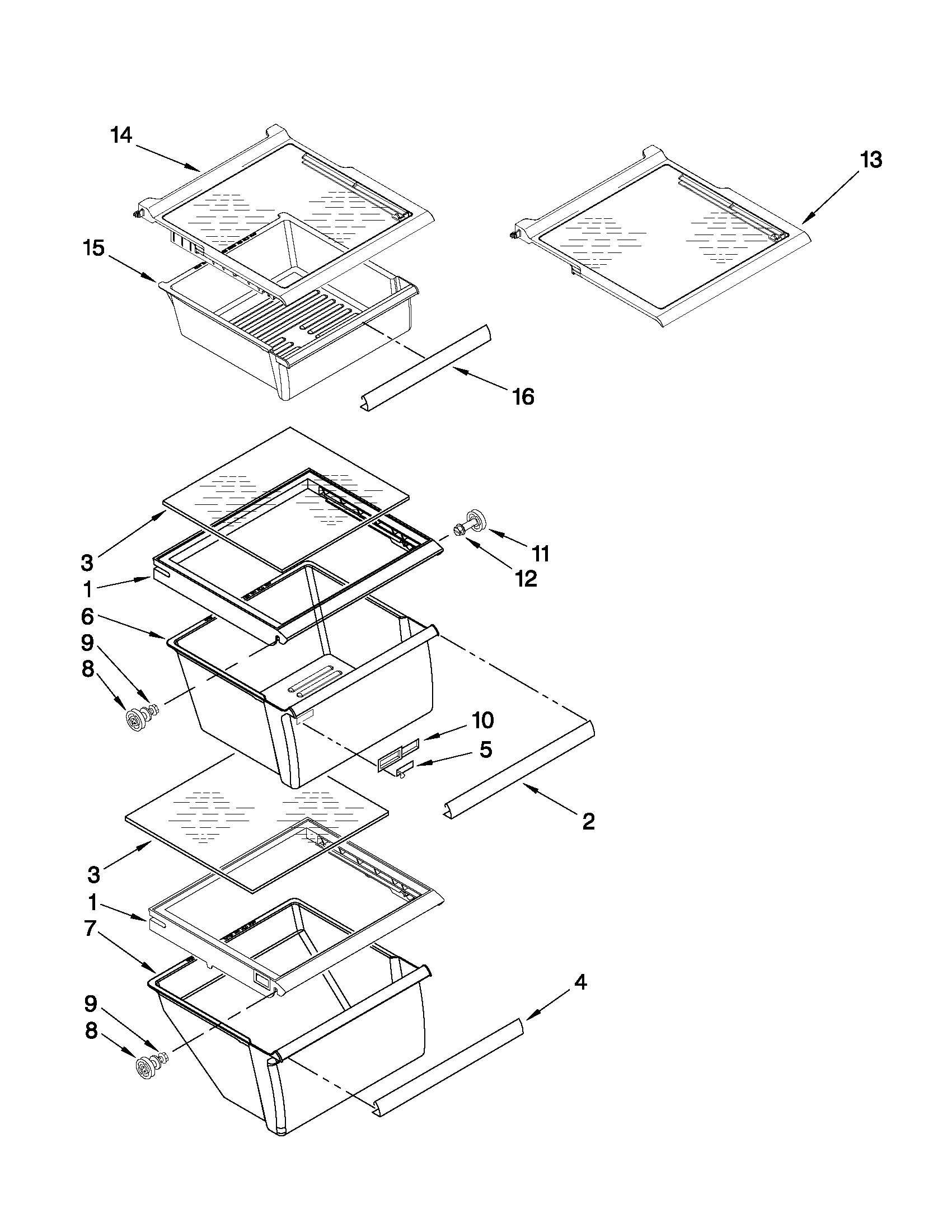 Maytag MSD2273VES02 refrigerator shelf parts diagram