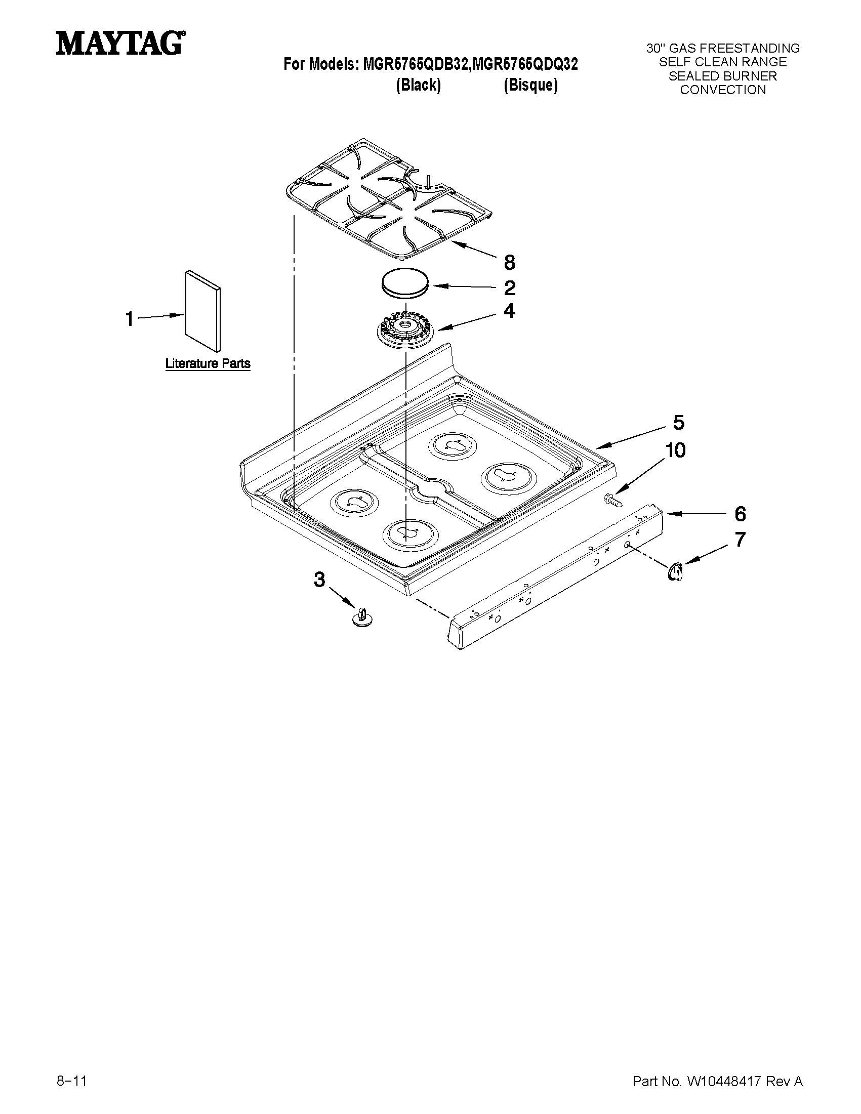 Maytag MGR5765QDB32 cooktop parts diagram