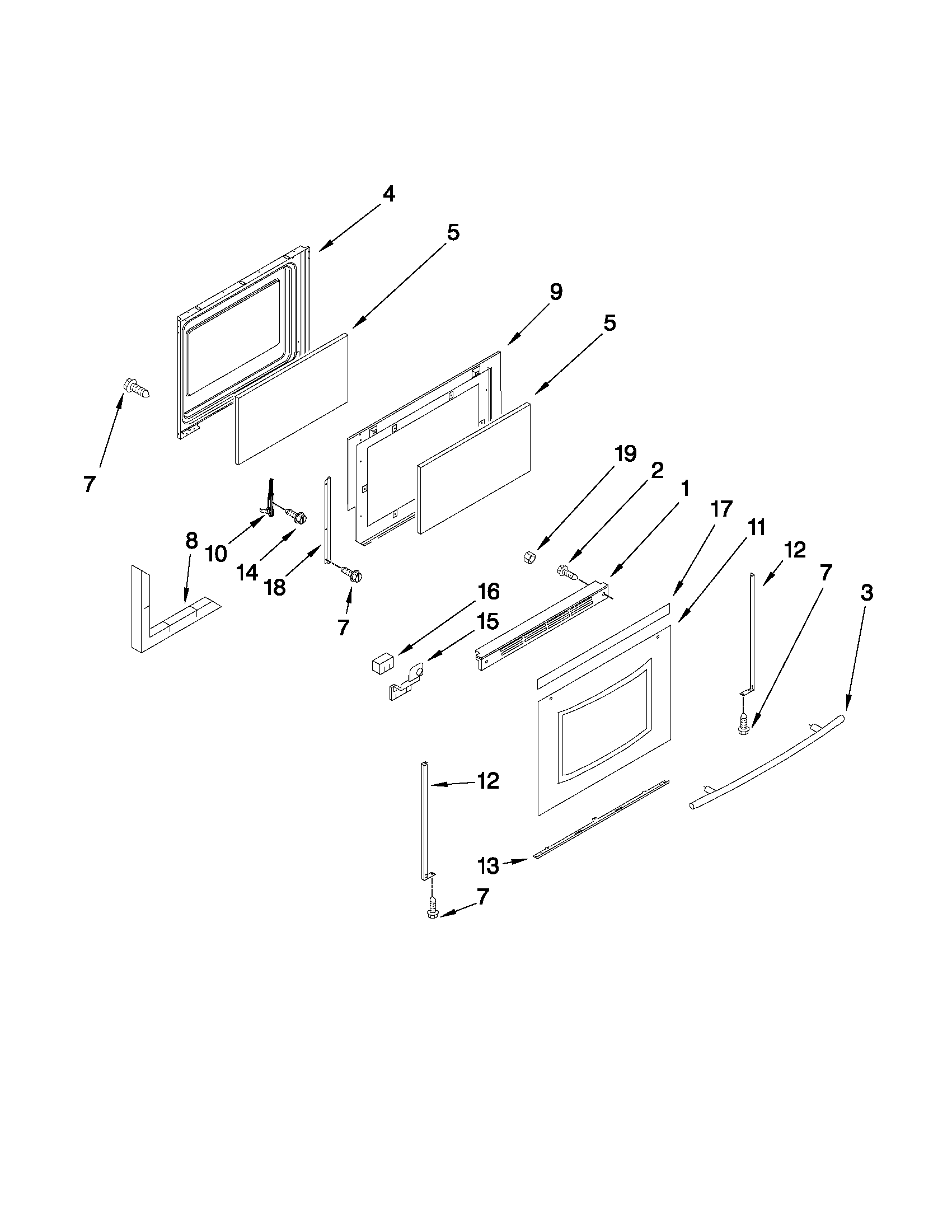 Maytag MGR5765QDB32 door parts diagram