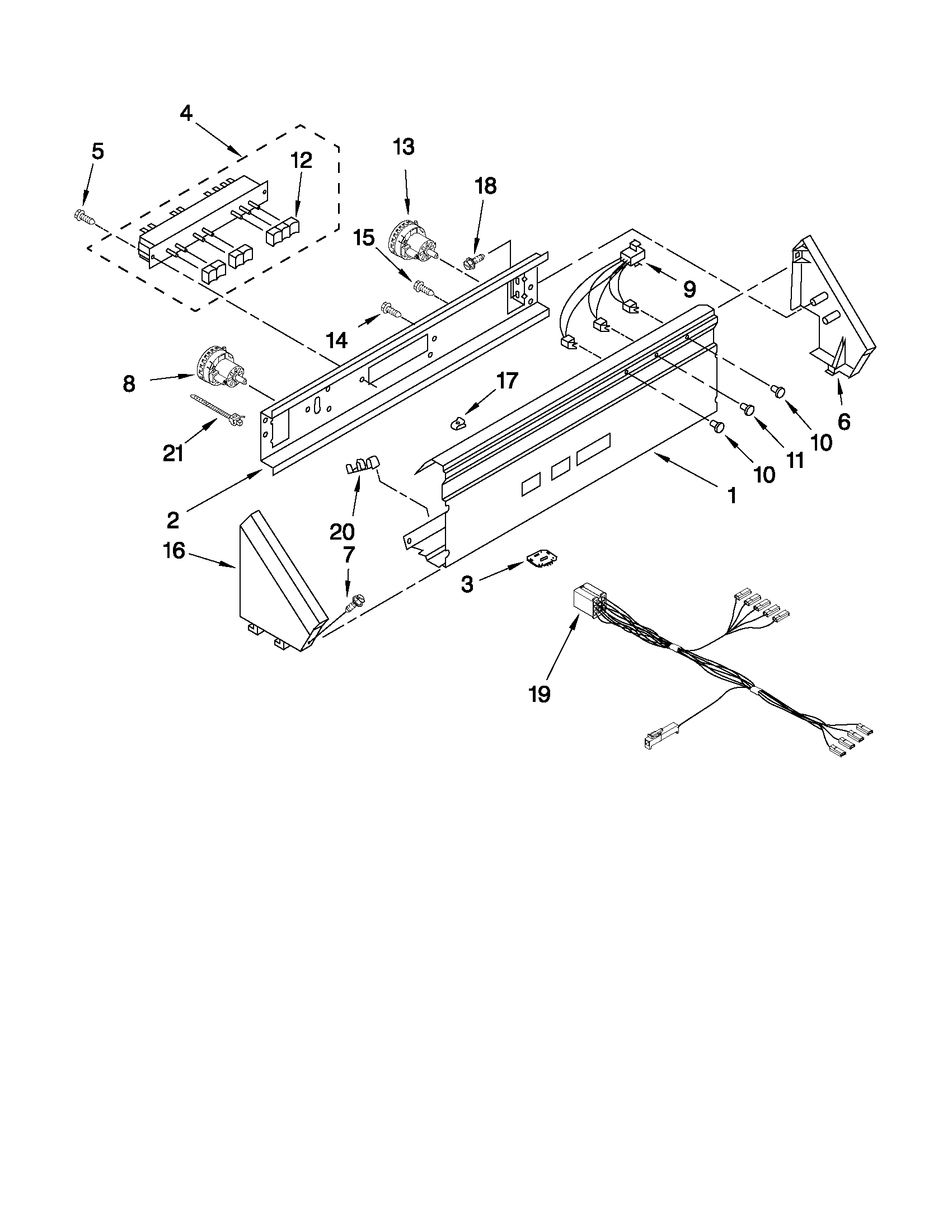 Whirlpool CAM2742TQ3 control panel parts diagram