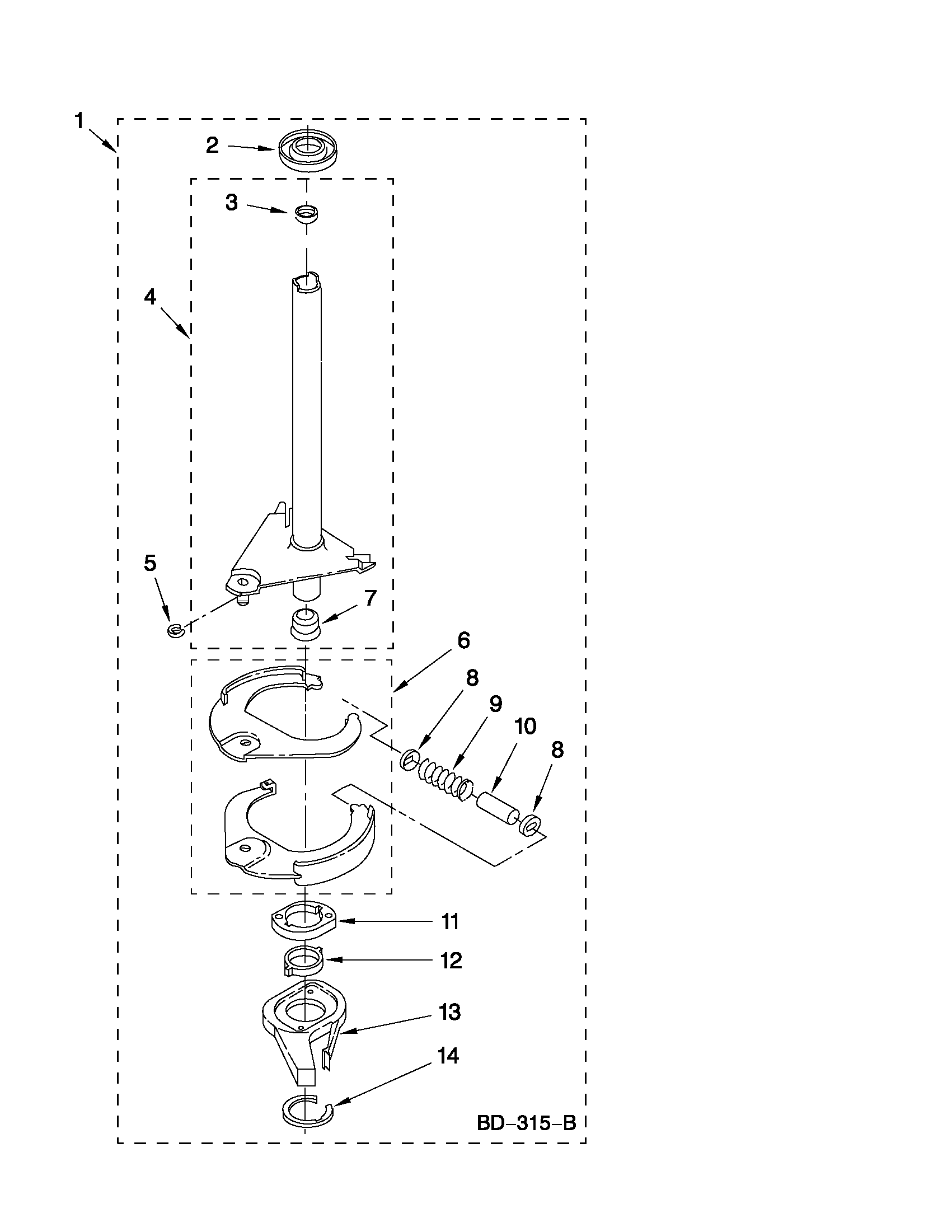 Whirlpool CAM2742TQ3 brake and drive tube parts diagram