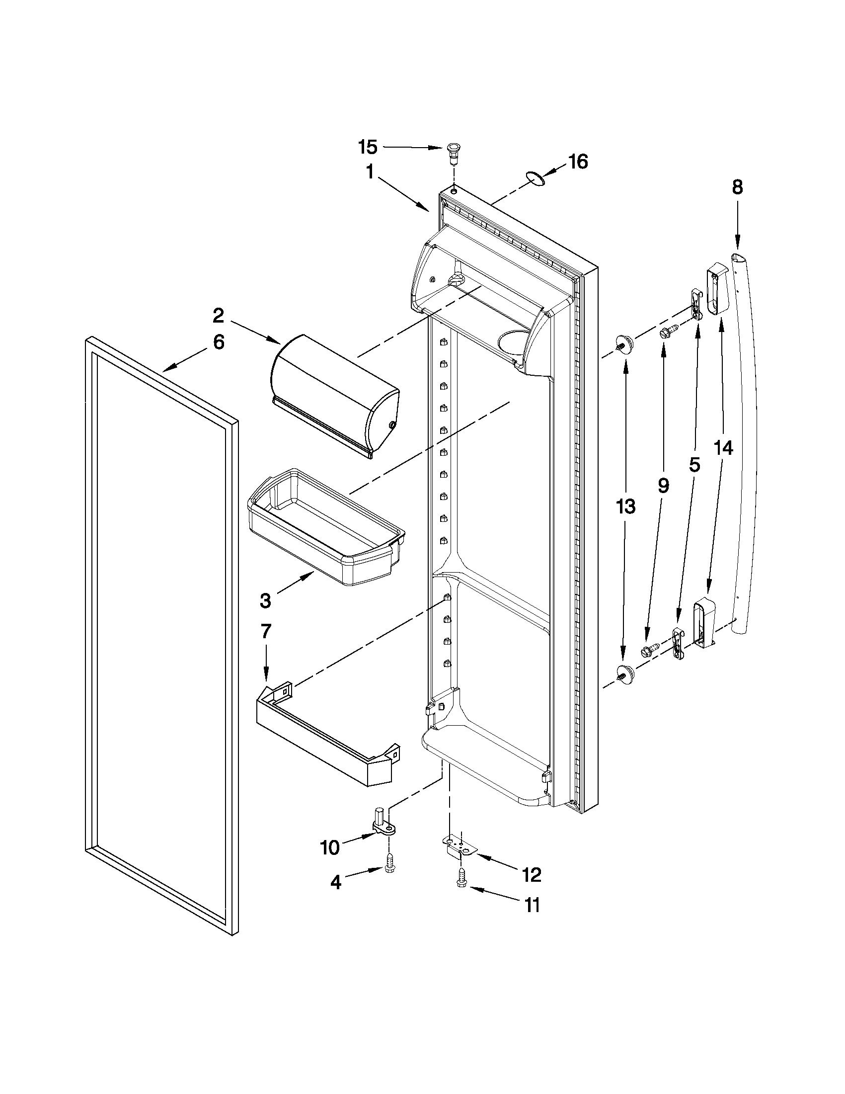 Whirlpool ED5LHAXWS01 refrigerator door parts diagram