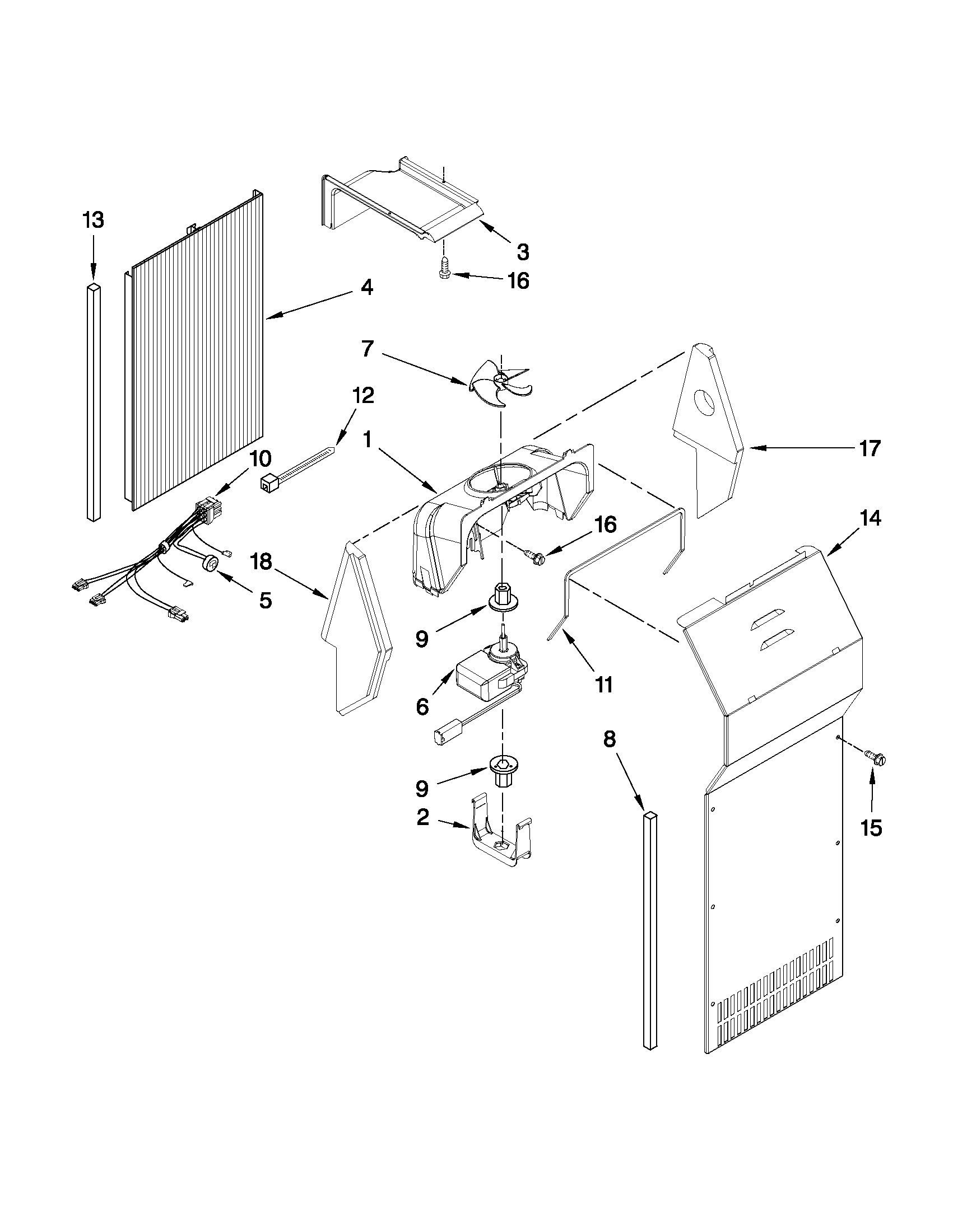 Whirlpool ED5LHAXWS01 air flow parts diagram