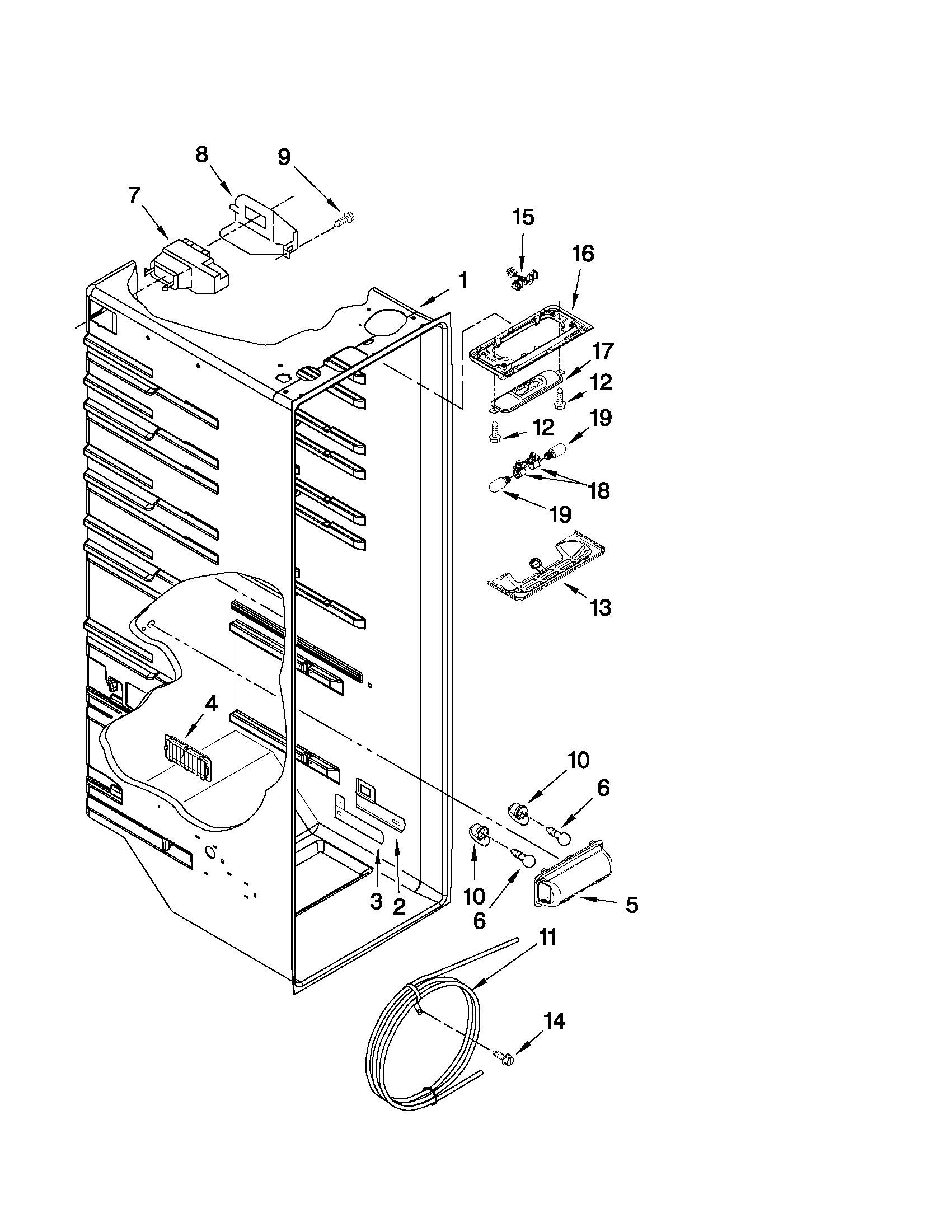 Whirlpool GS2KVAXVS03 refrigerator liner parts diagram