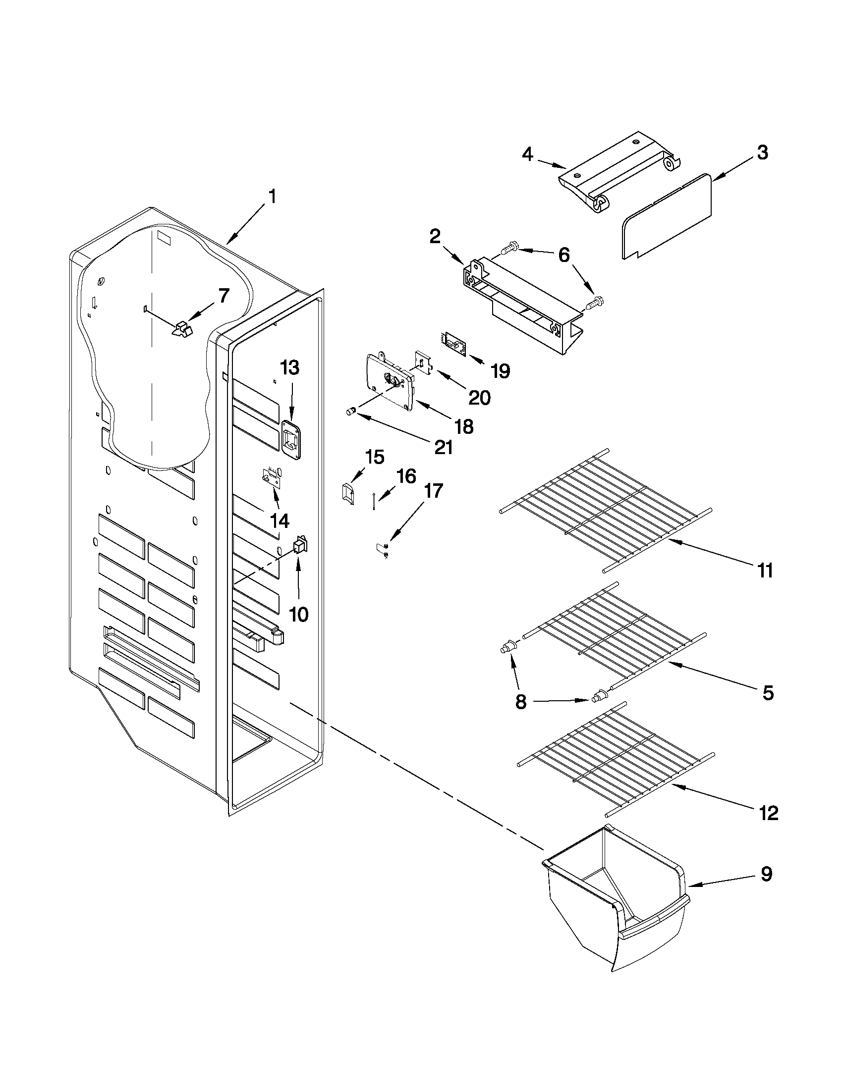 Whirlpool GS2KVAXVS03 freezer liner parts diagram