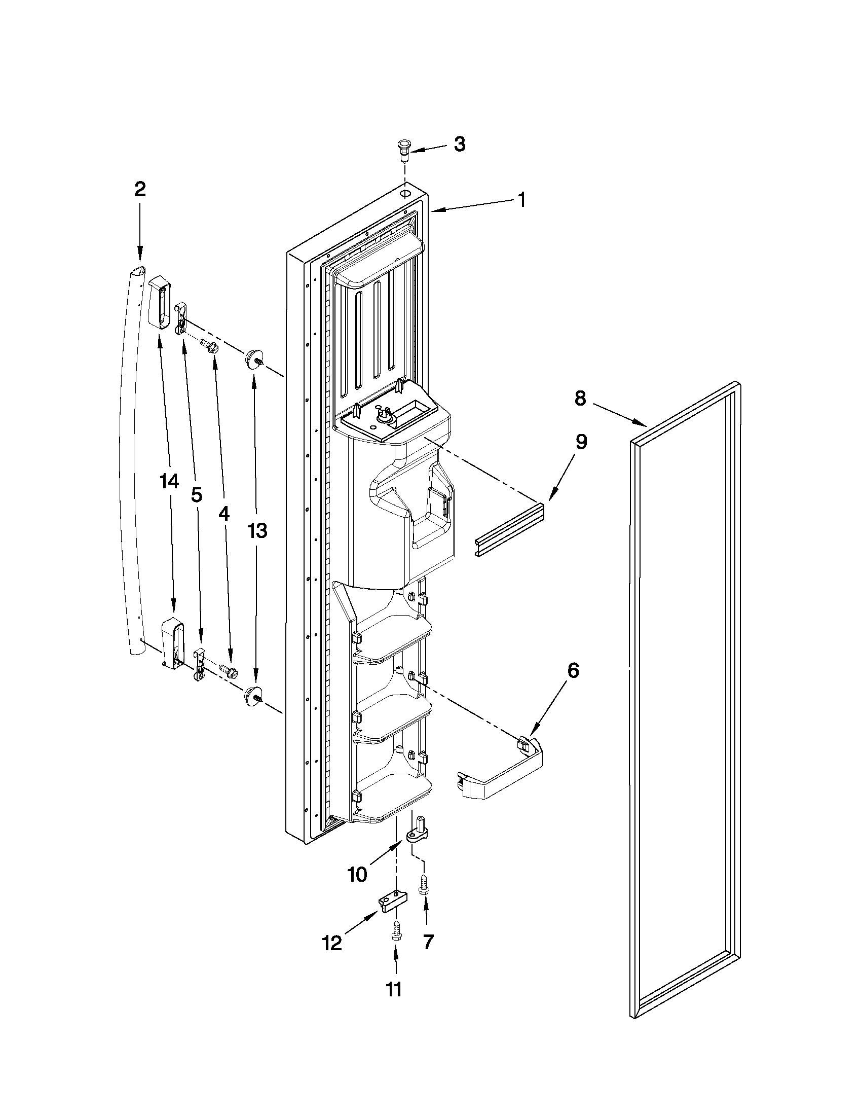 Whirlpool GS2KVAXVS03 freezer door parts diagram