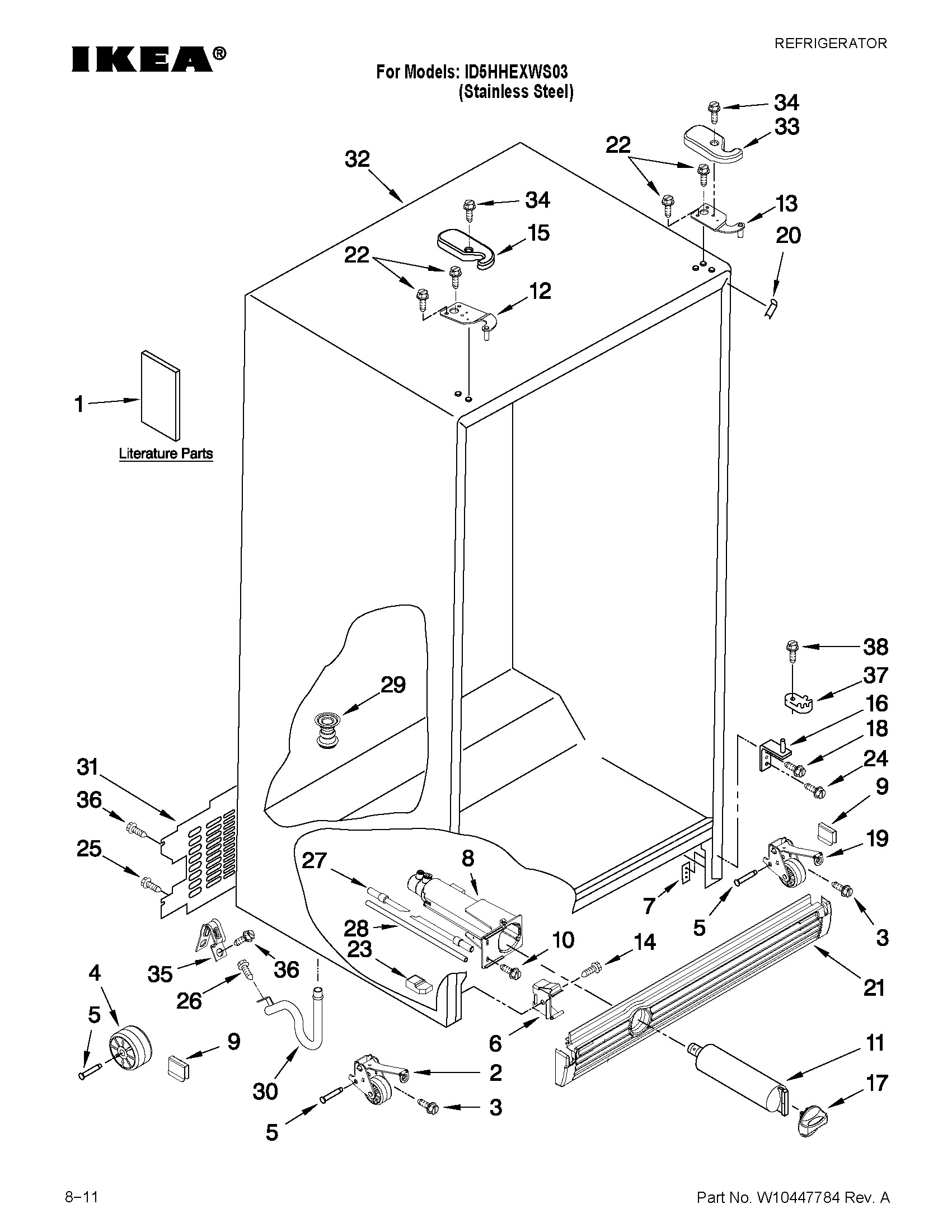 Ikea ID5HHEXWS03 cabinet parts diagram