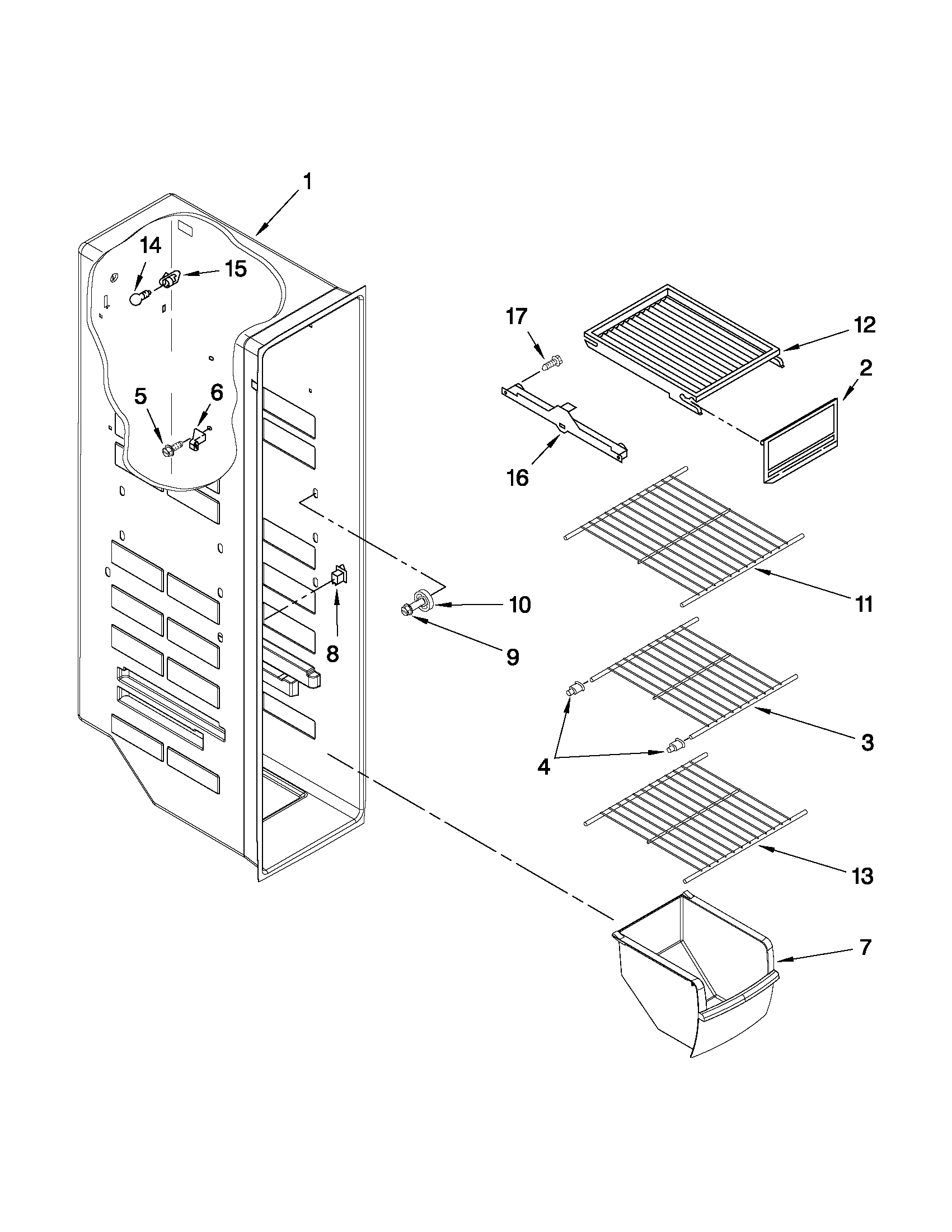 Ikea ID5HHEXWS03 freezer liner parts diagram